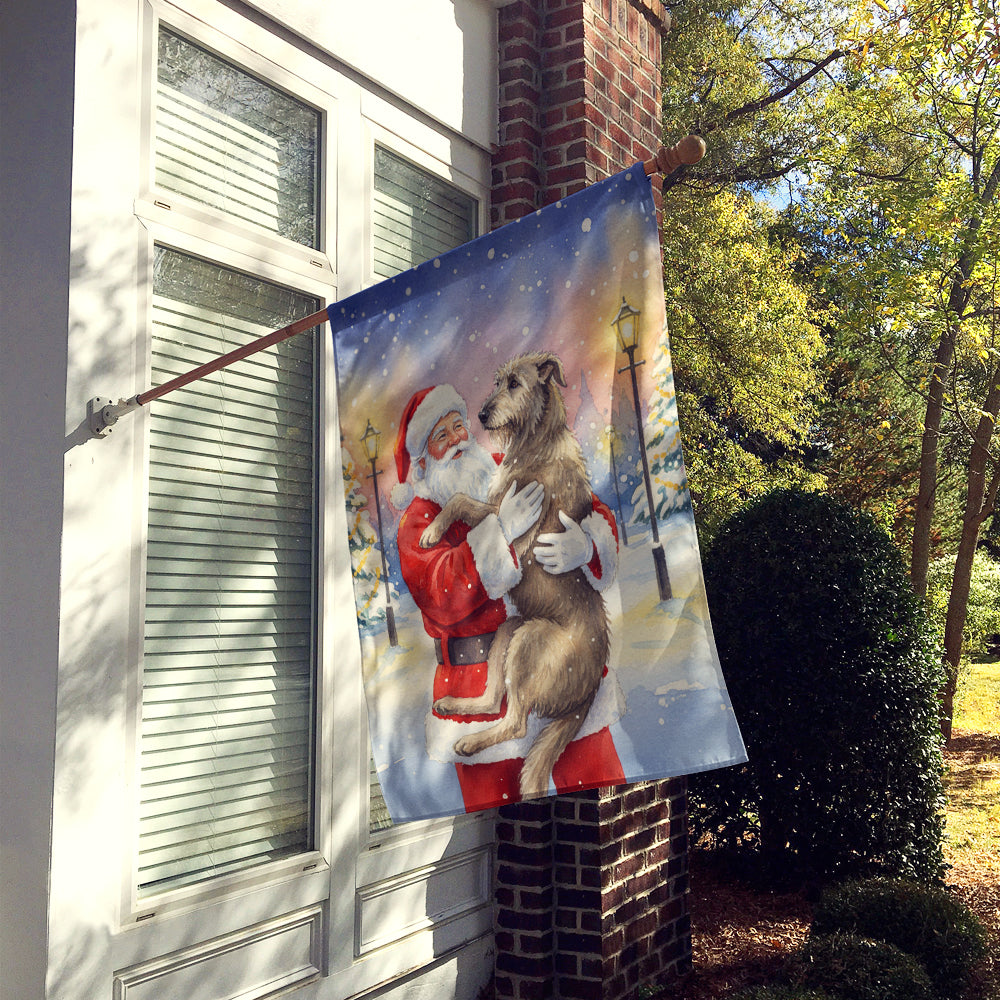 Caroline's Treasures Irish Wolfhound with Santa Claus House Flag