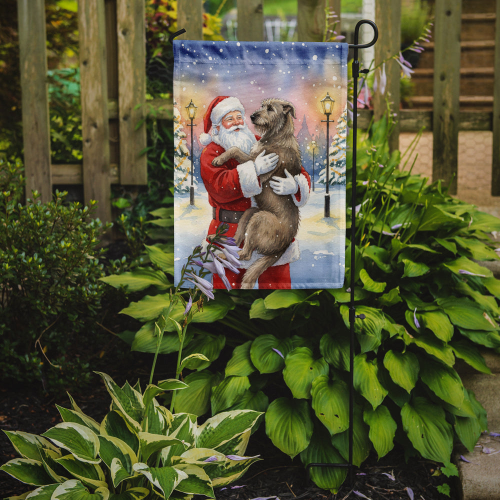 Caroline's Treasures Irish Wolfhound with Santa Claus Garden Flag