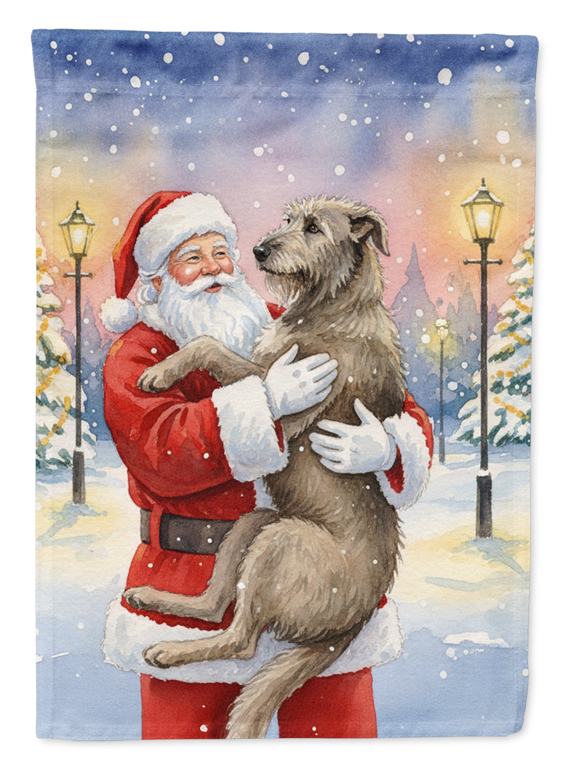 Caroline's Treasures Irish Wolfhound with Santa Claus Garden Flag