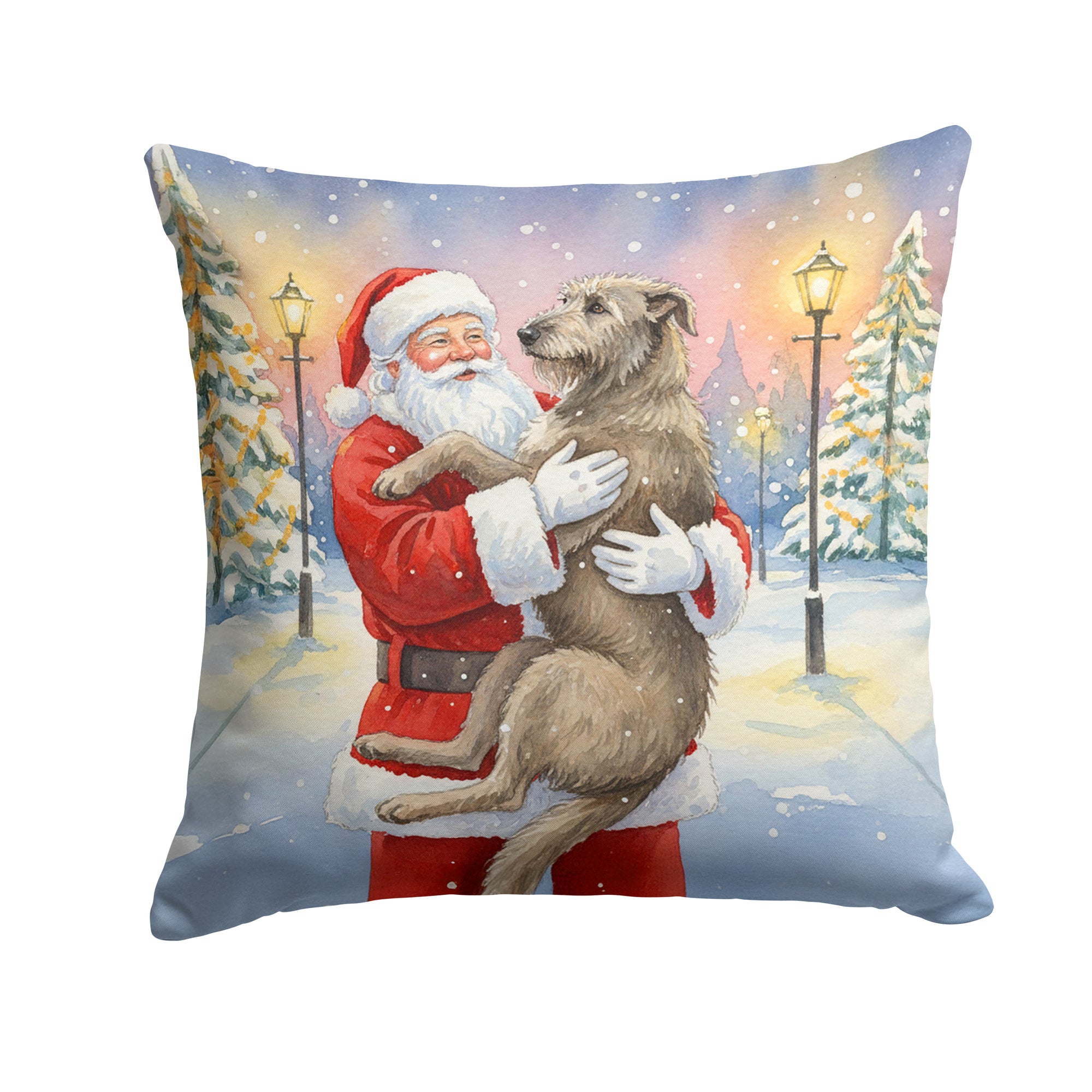 Caroline's Treasures Irish Wolfhound with Santa Claus Throw Pillow