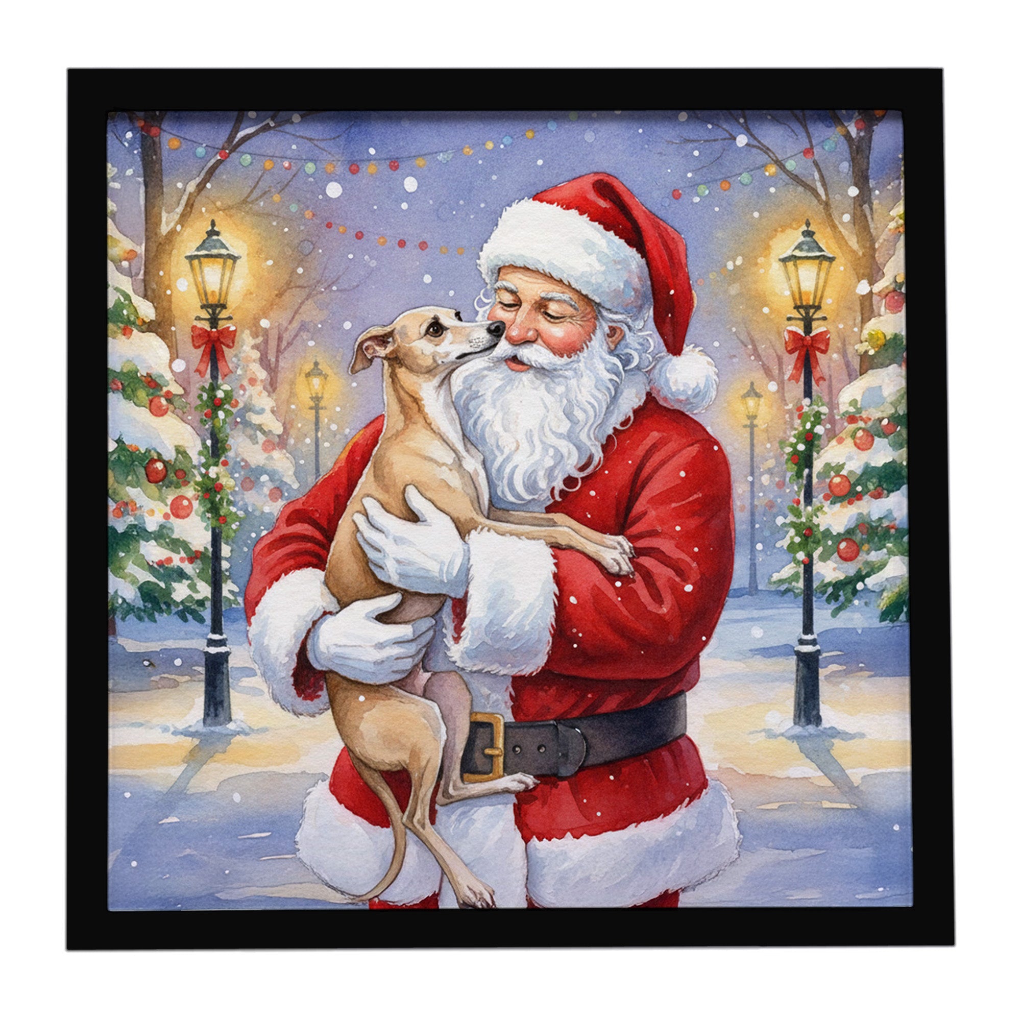 Caroline's Treasures Italian Greyhound with Santa Claus Framed Metal Print