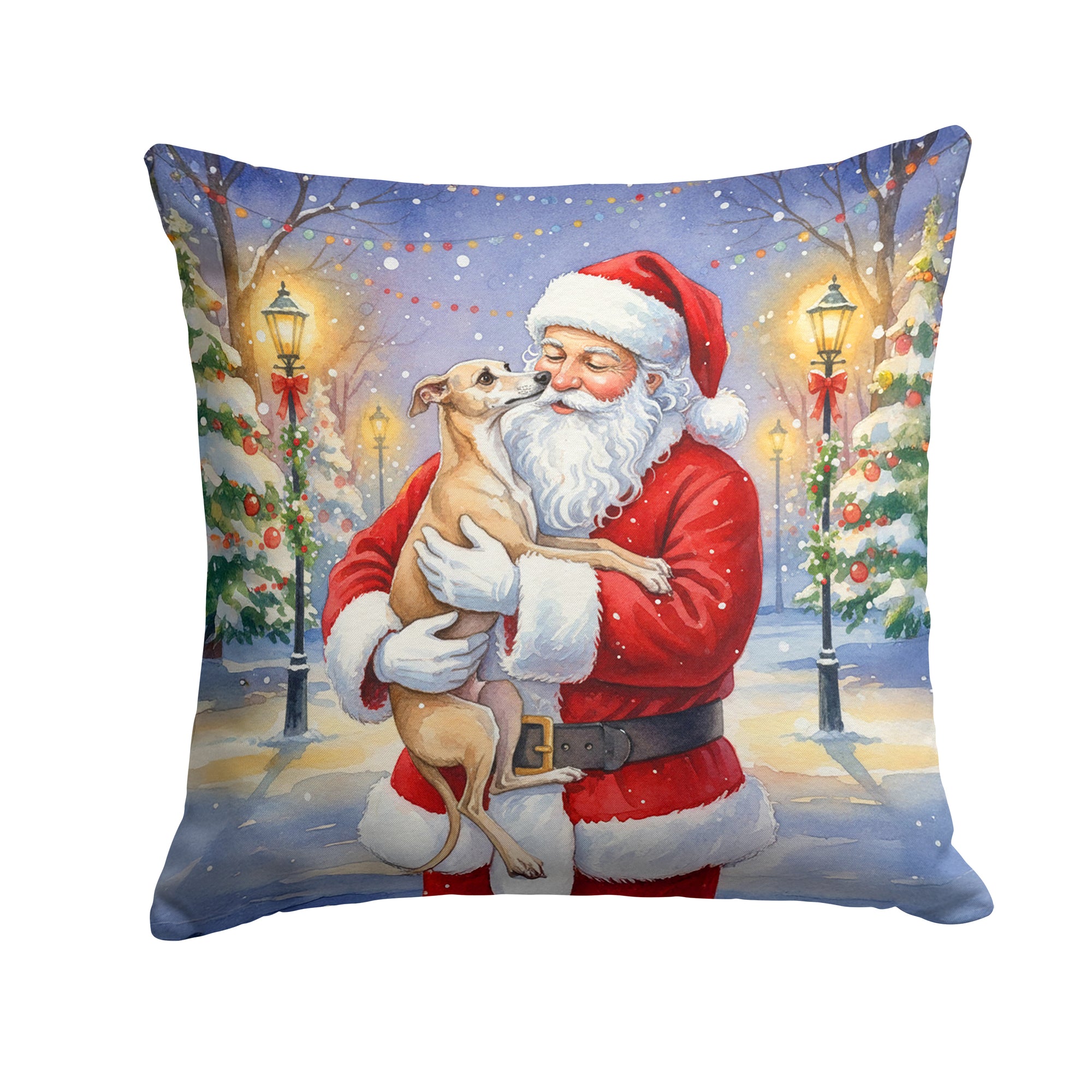 Caroline's Treasures Italian Greyhound with Santa Claus Throw Pillow