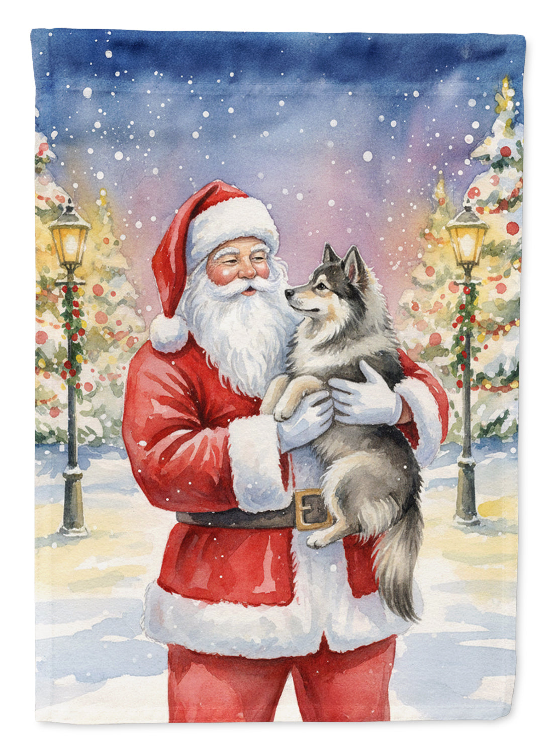 Caroline's Treasures Keeshond with Santa Claus House Flag