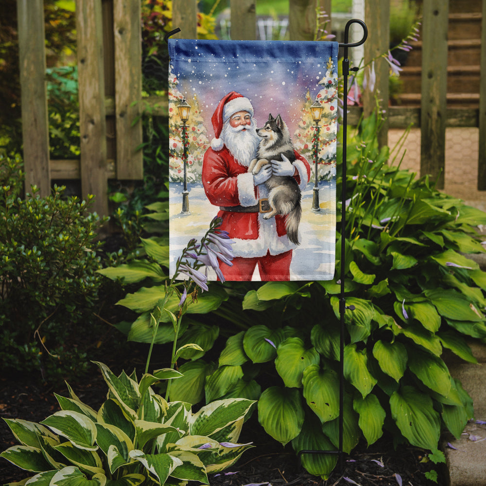 Caroline's Treasures Keeshond with Santa Claus Garden Flag