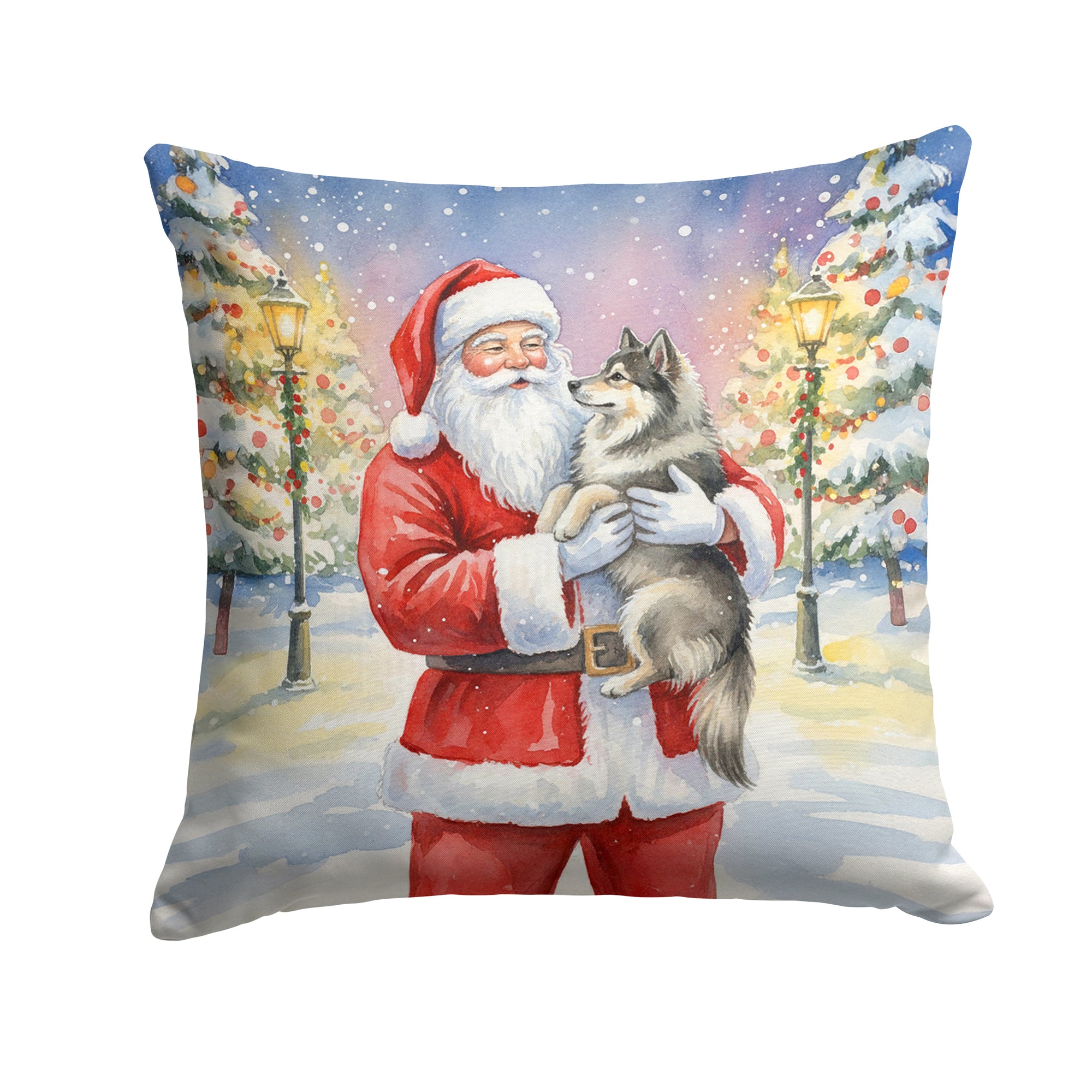 Caroline's Treasures Keeshond with Santa Claus Throw Pillow