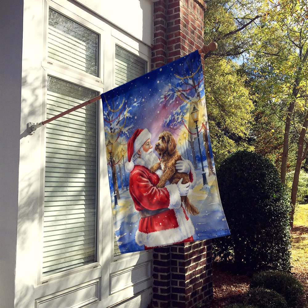 Caroline's Treasures Chocolate Labradoodle with Santa Claus House Flag