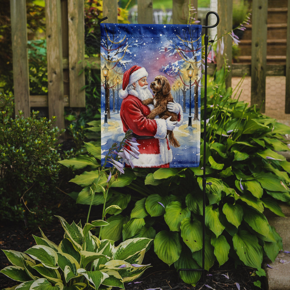 Caroline's Treasures Chocolate Labradoodle with Santa Claus Garden Flag