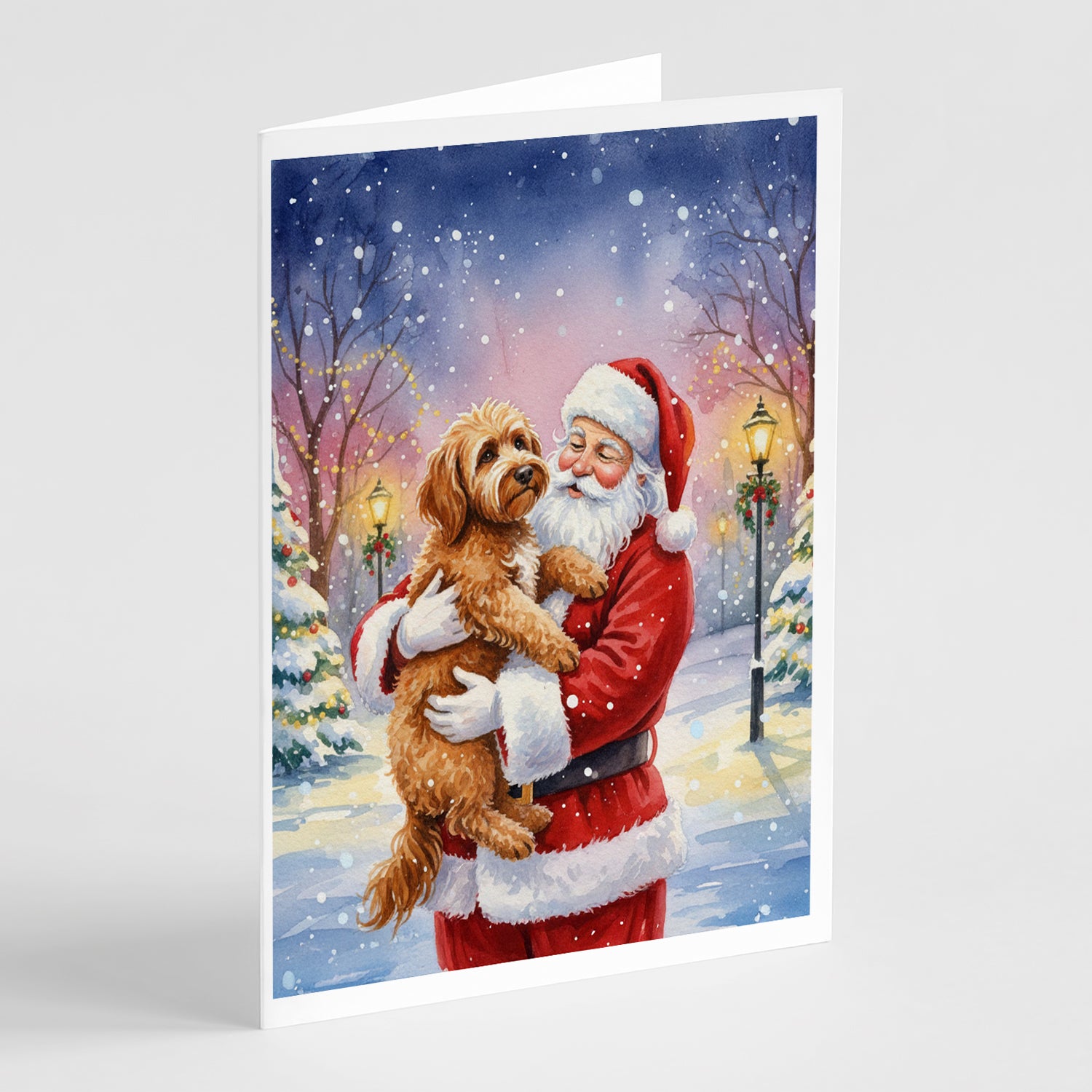 Caroline's Treasures Labradoodle with Santa Claus Greeting Cards Pack of 8
