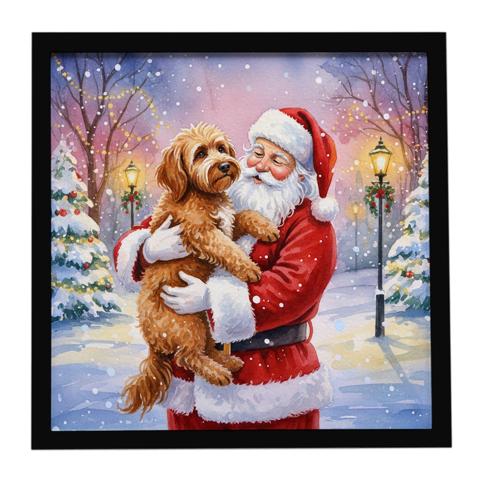 Caroline's Treasures Labradoodle with Santa Claus Framed Metal Print
