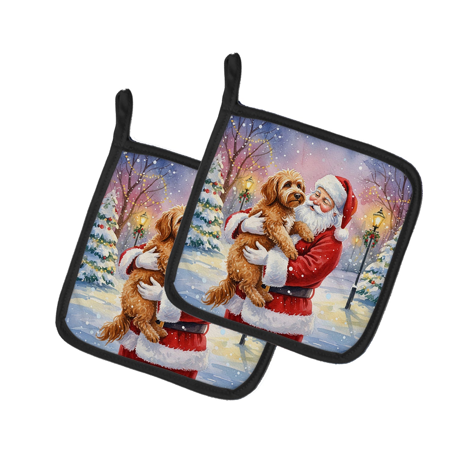 Caroline's Treasures Labradoodle with Santa Claus Pair of Pot Holders