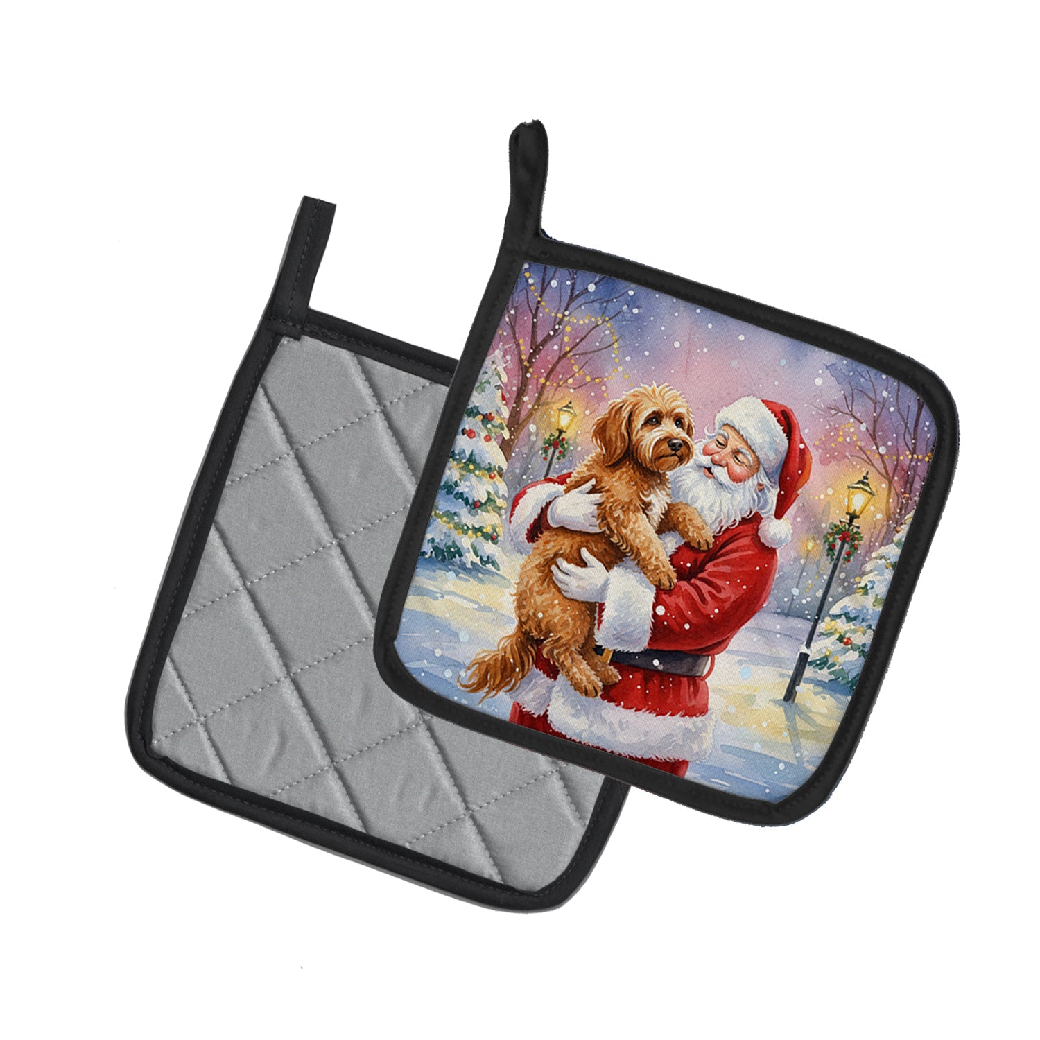 Caroline's Treasures Labradoodle with Santa Claus Pair of Pot Holders