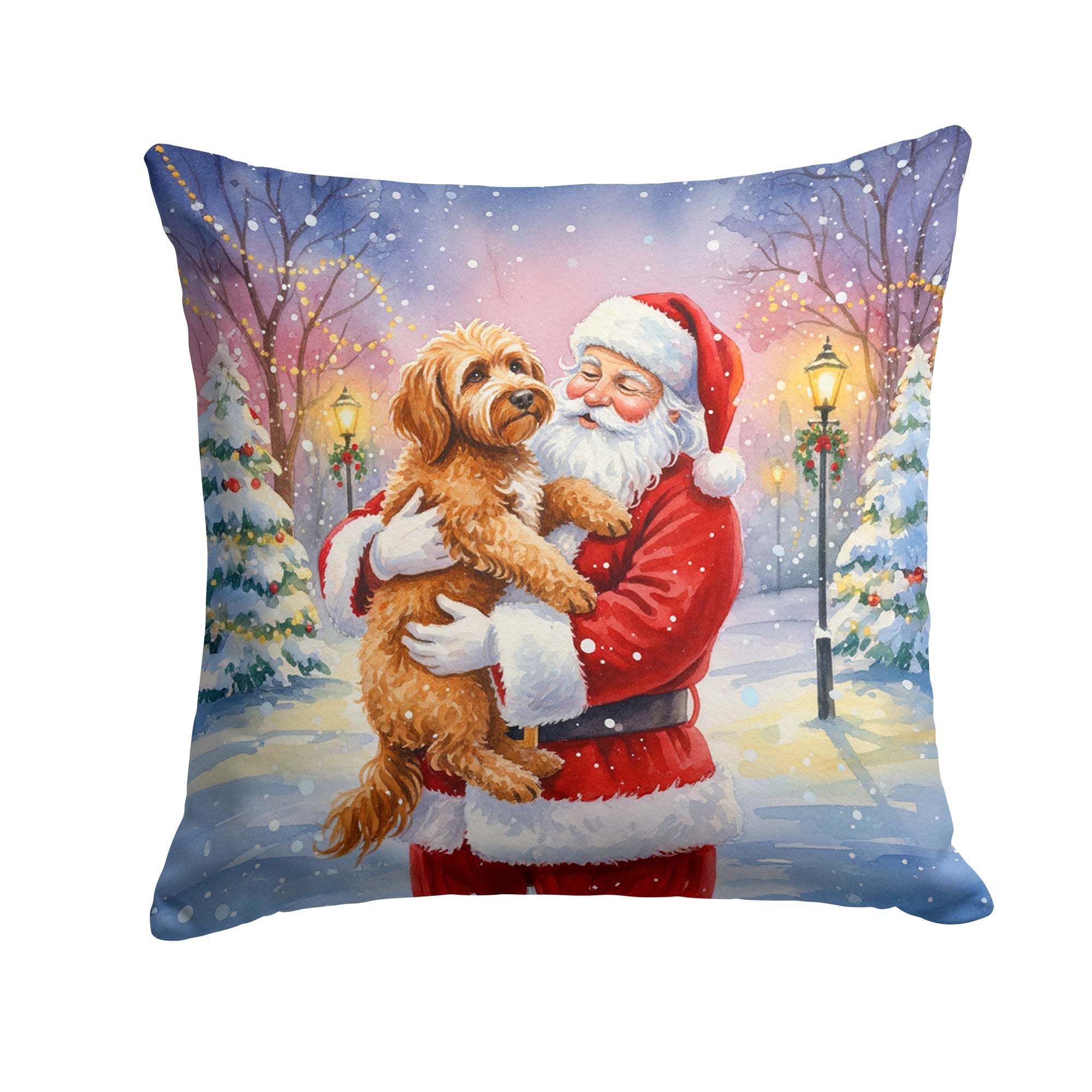 Caroline's Treasures Labradoodle with Santa Claus Throw Pillow