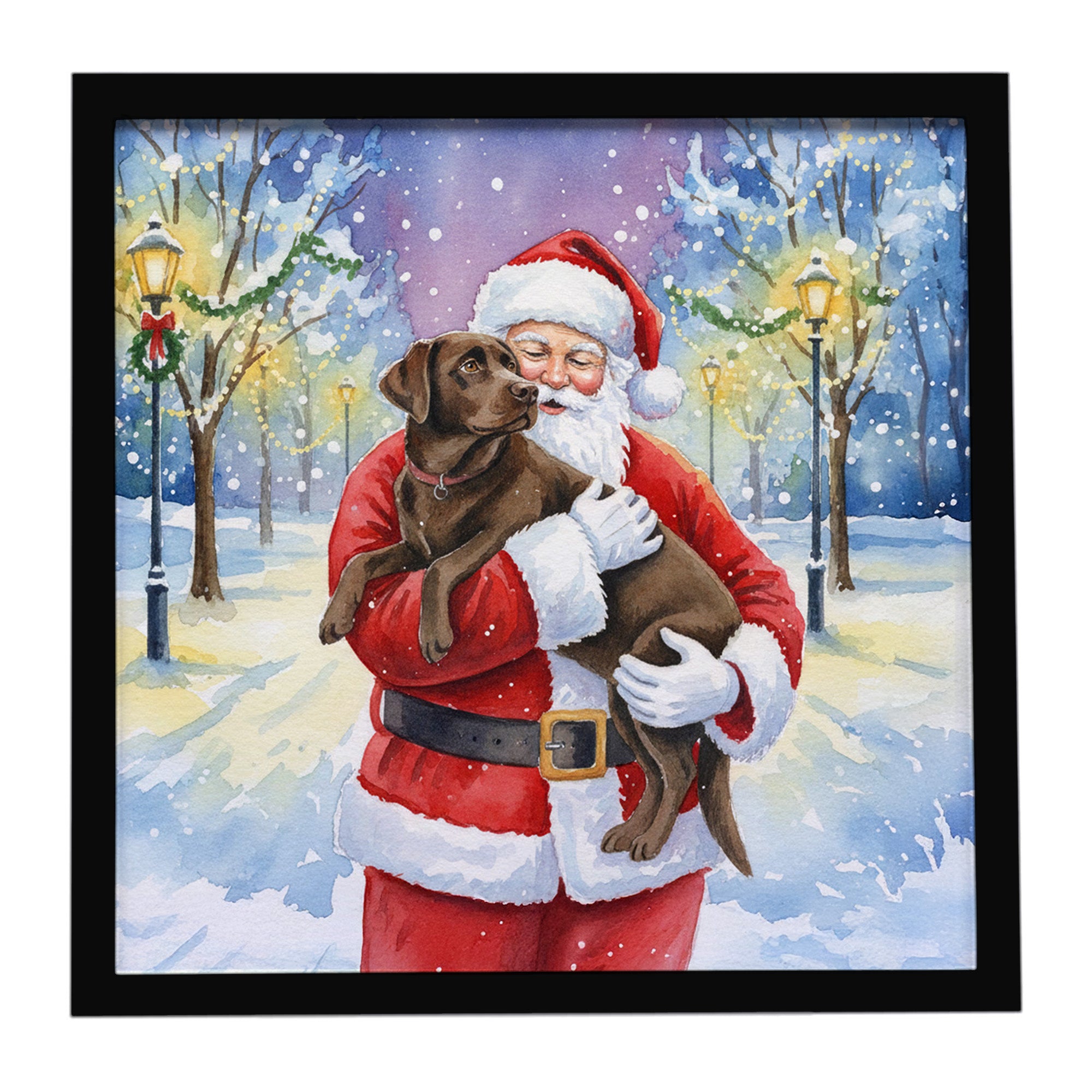 Caroline's Treasures Chocolate Labrador Retriever with Santa Claus Framed Metal Print