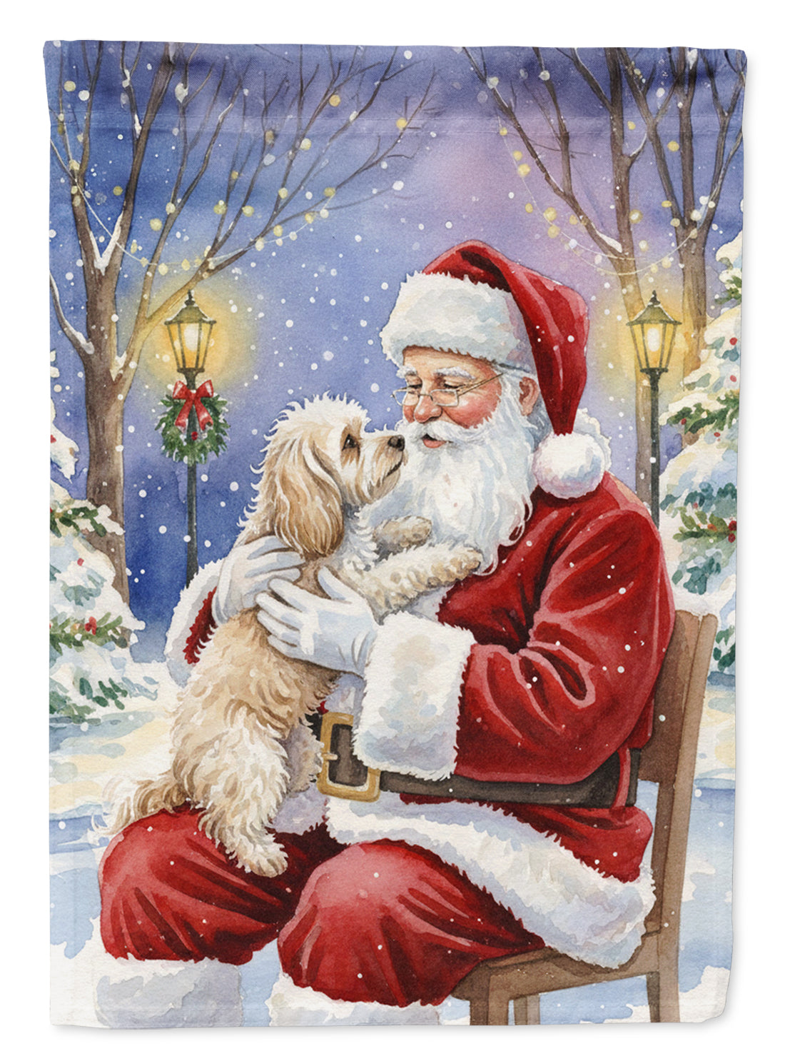 Caroline's Treasures Maltipoo with Santa Claus House Flag