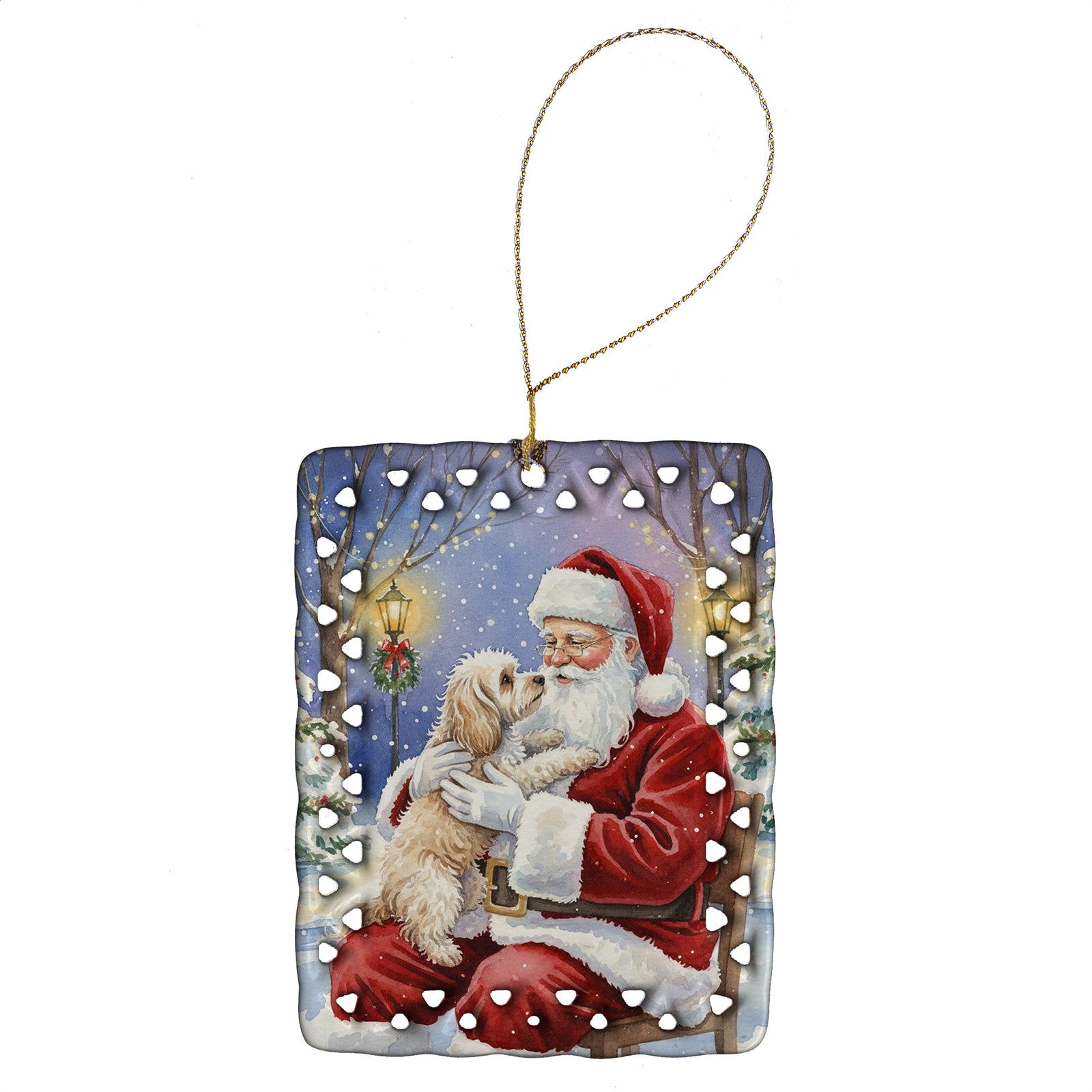 Caroline's Treasures Maltipoo with Santa Claus Porcelain Ornament