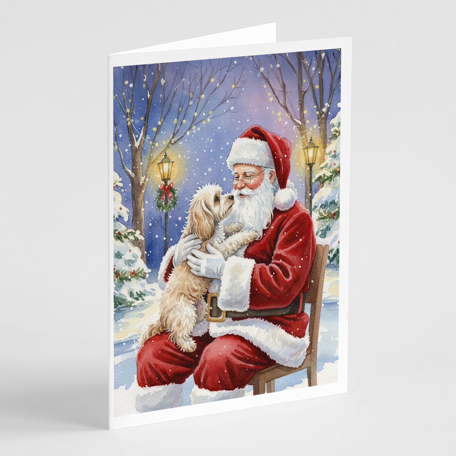 Caroline's Treasures Maltipoo with Santa Claus Greeting Cards Pack of 8