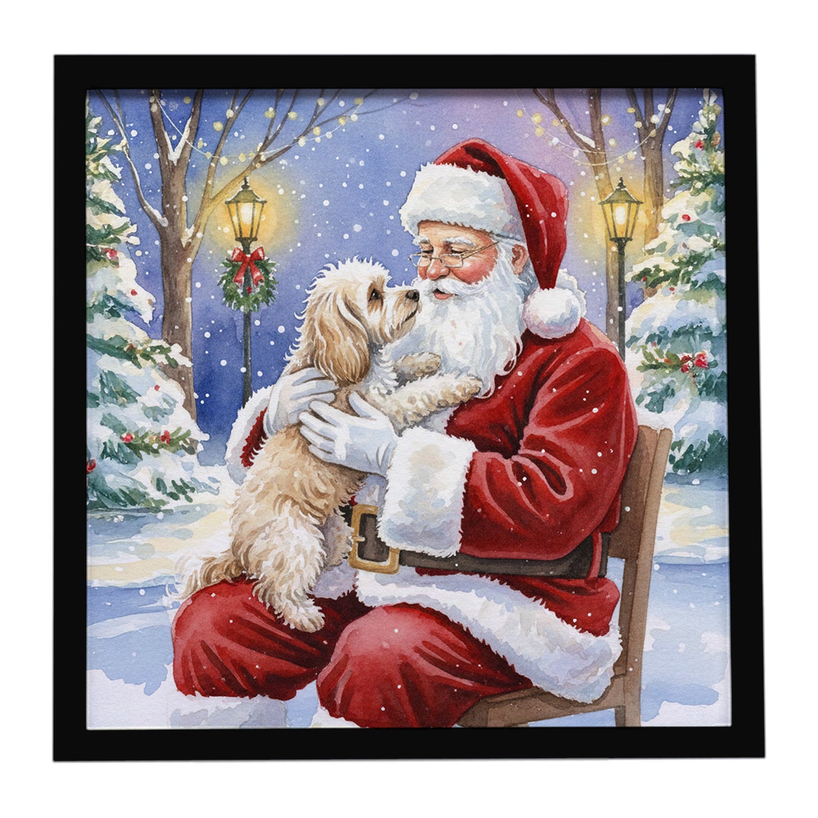 Caroline's Treasures Maltipoo with Santa Claus Framed Metal Print