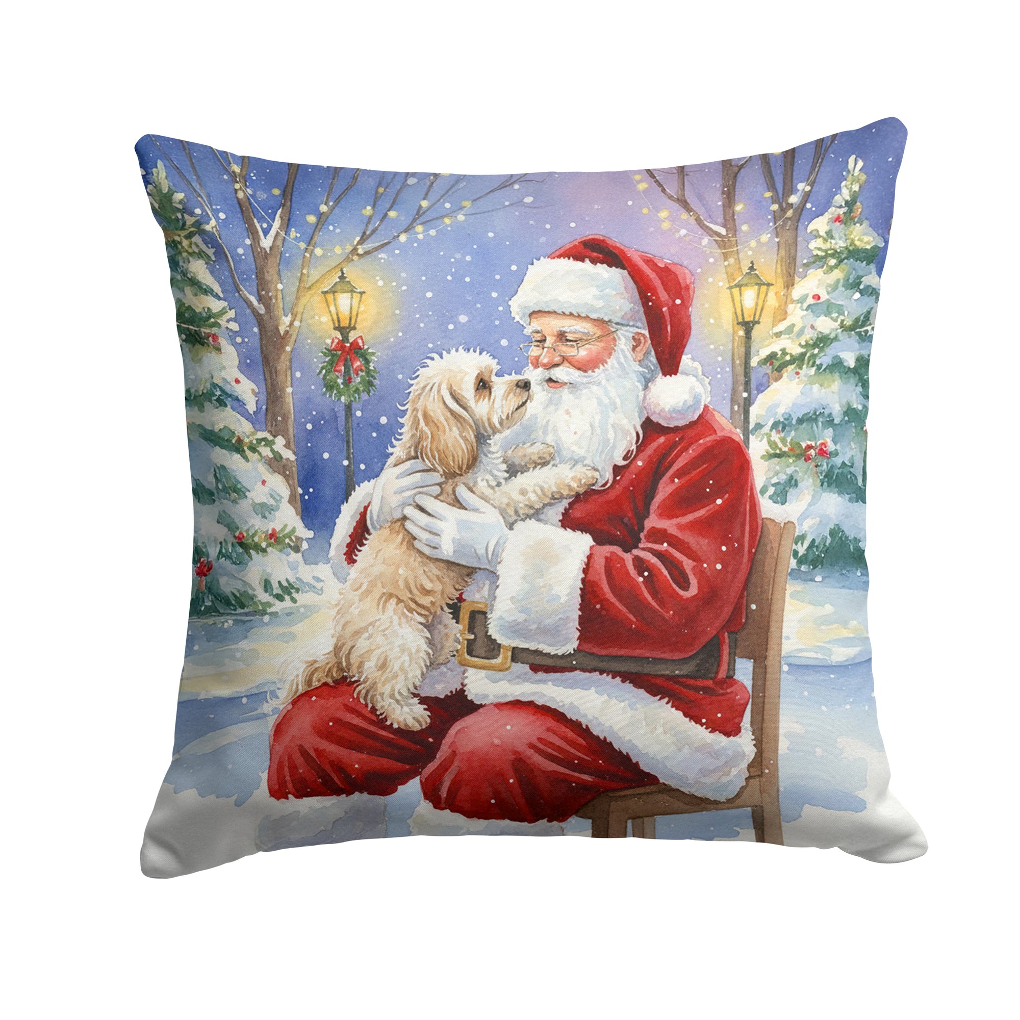 Caroline's Treasures Maltipoo with Santa Claus Throw Pillow