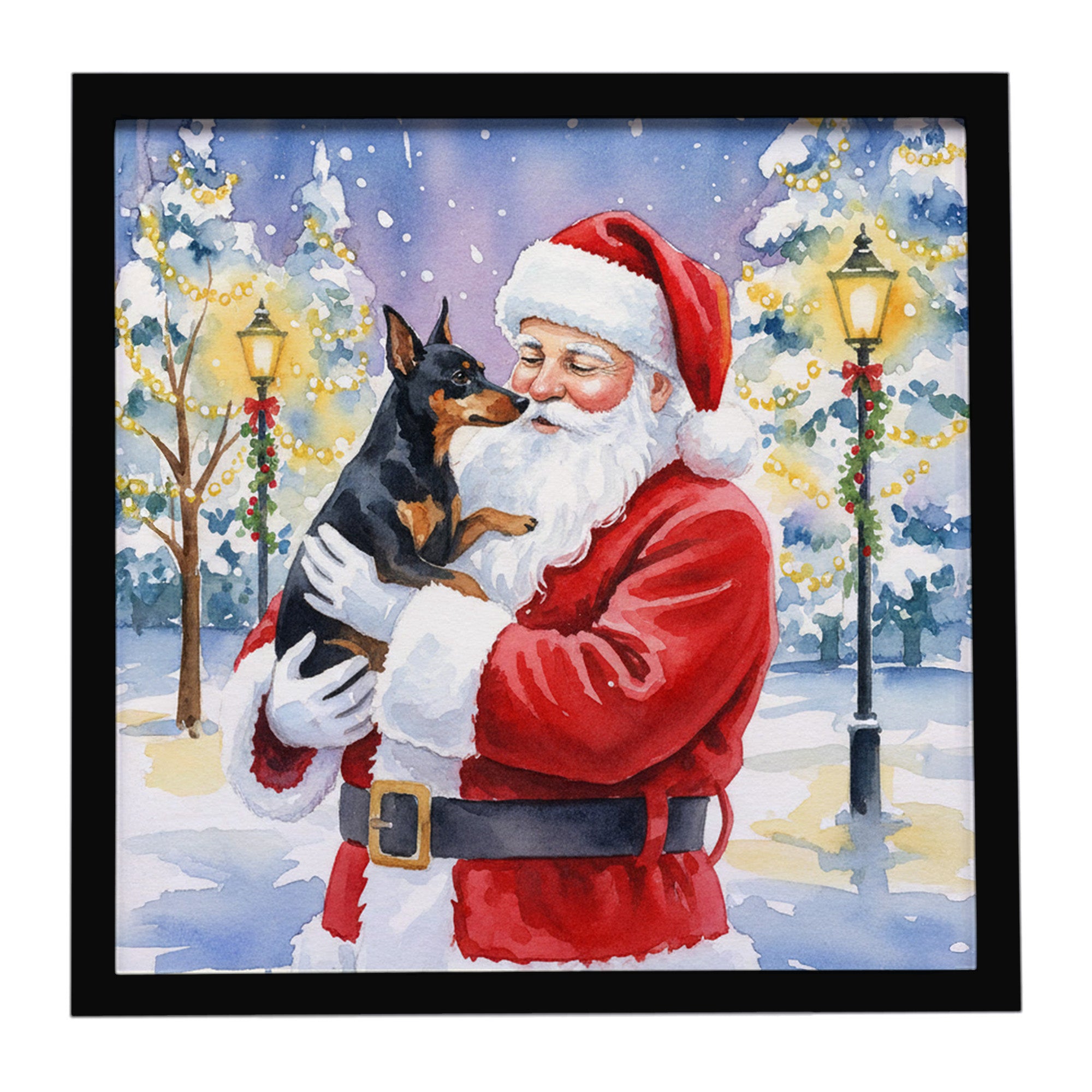 Caroline's Treasures Manchester Terrier with Santa Claus Framed Metal Print