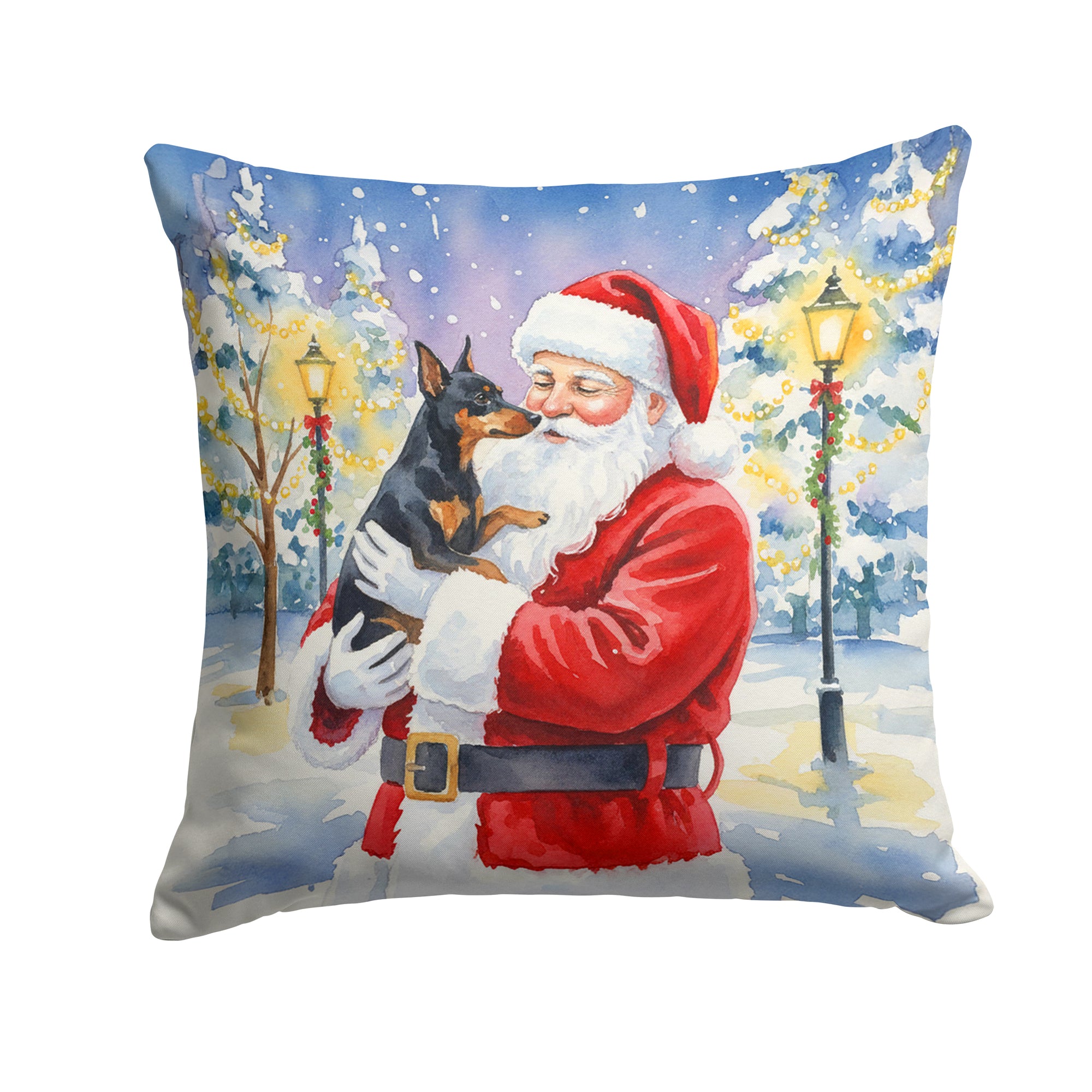 Caroline's Treasures Manchester Terrier with Santa Claus Throw Pillow