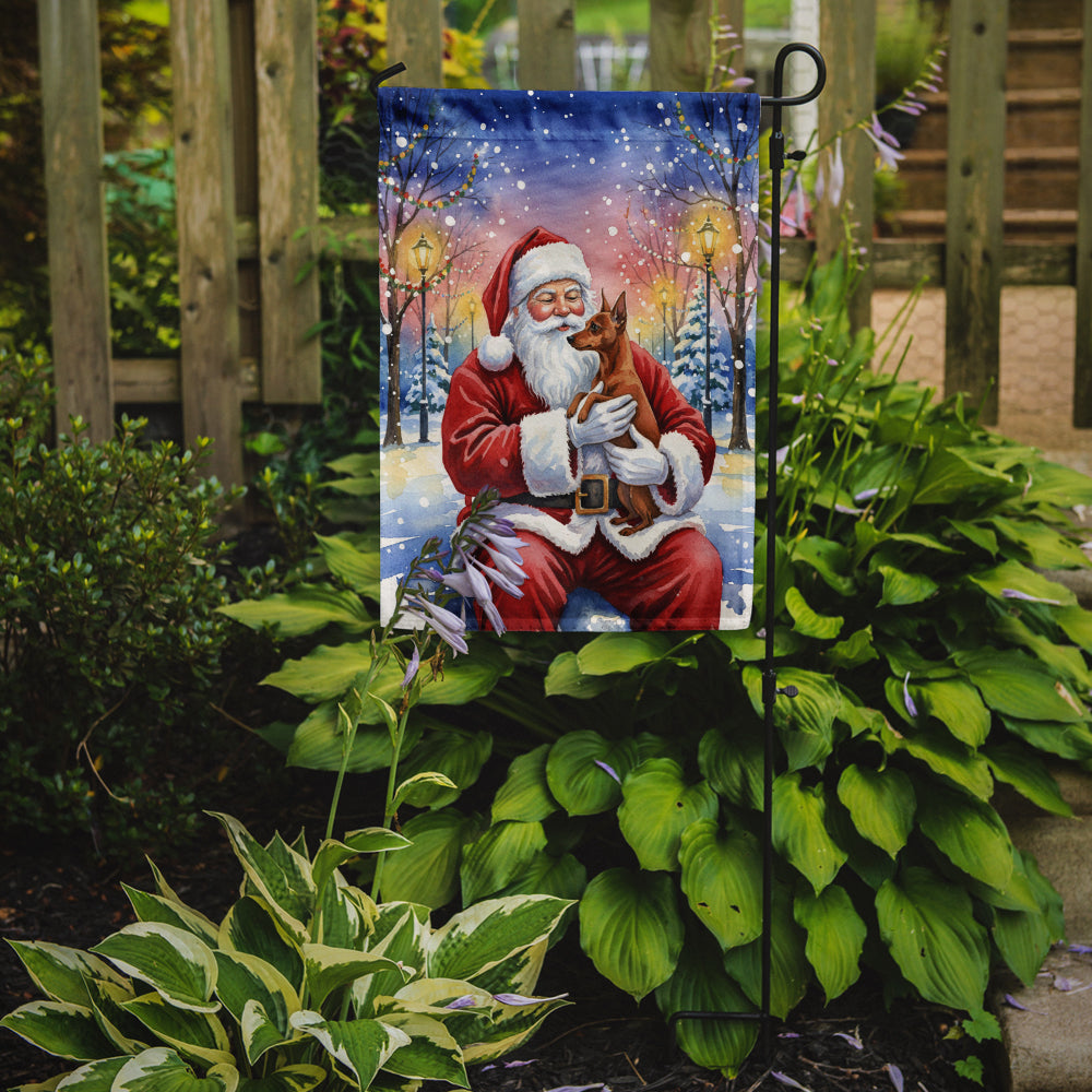 Caroline's Treasures Red Miniature Pinscher with Santa Claus Garden Flag