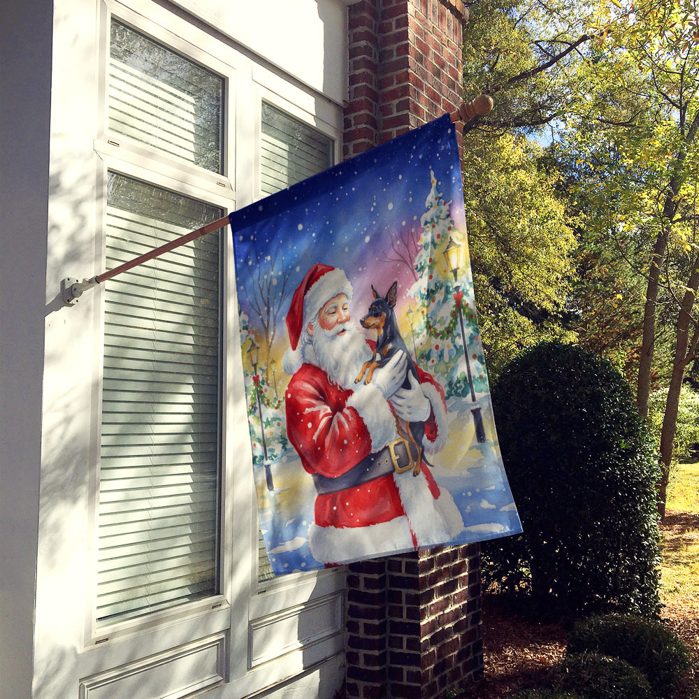 Caroline's Treasures Miniature Pinscher with Santa Claus House Flag