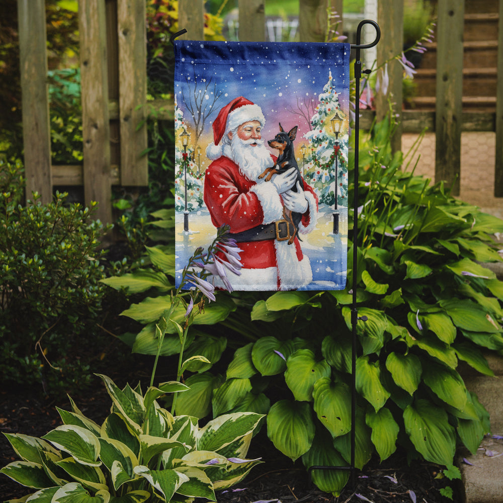 Caroline's Treasures Miniature Pinscher with Santa Claus Garden Flag