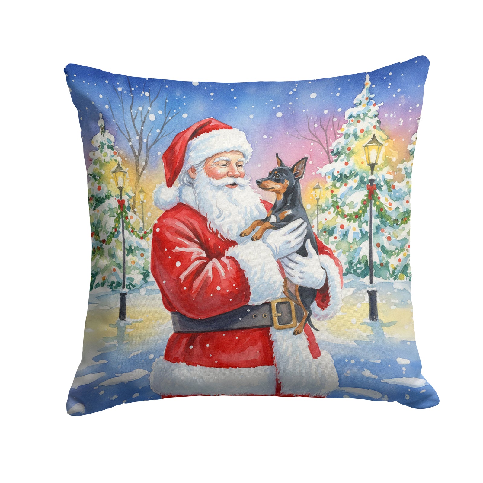 Caroline's Treasures Miniature Pinscher with Santa Claus Throw Pillow