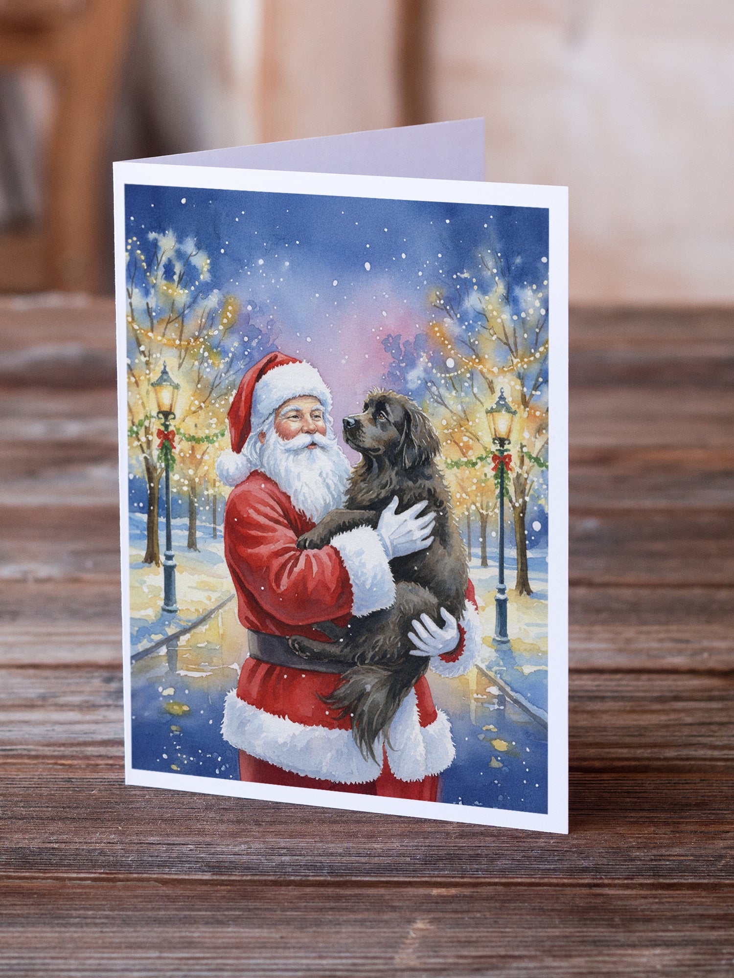 Caroline's Treasures Newfoundland with Santa Claus Greeting Cards Pack of 8
