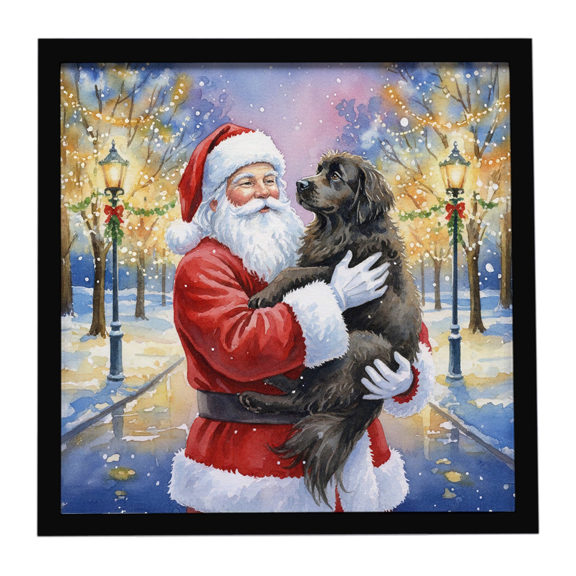Caroline's Treasures Newfoundland with Santa Claus Framed Metal Print