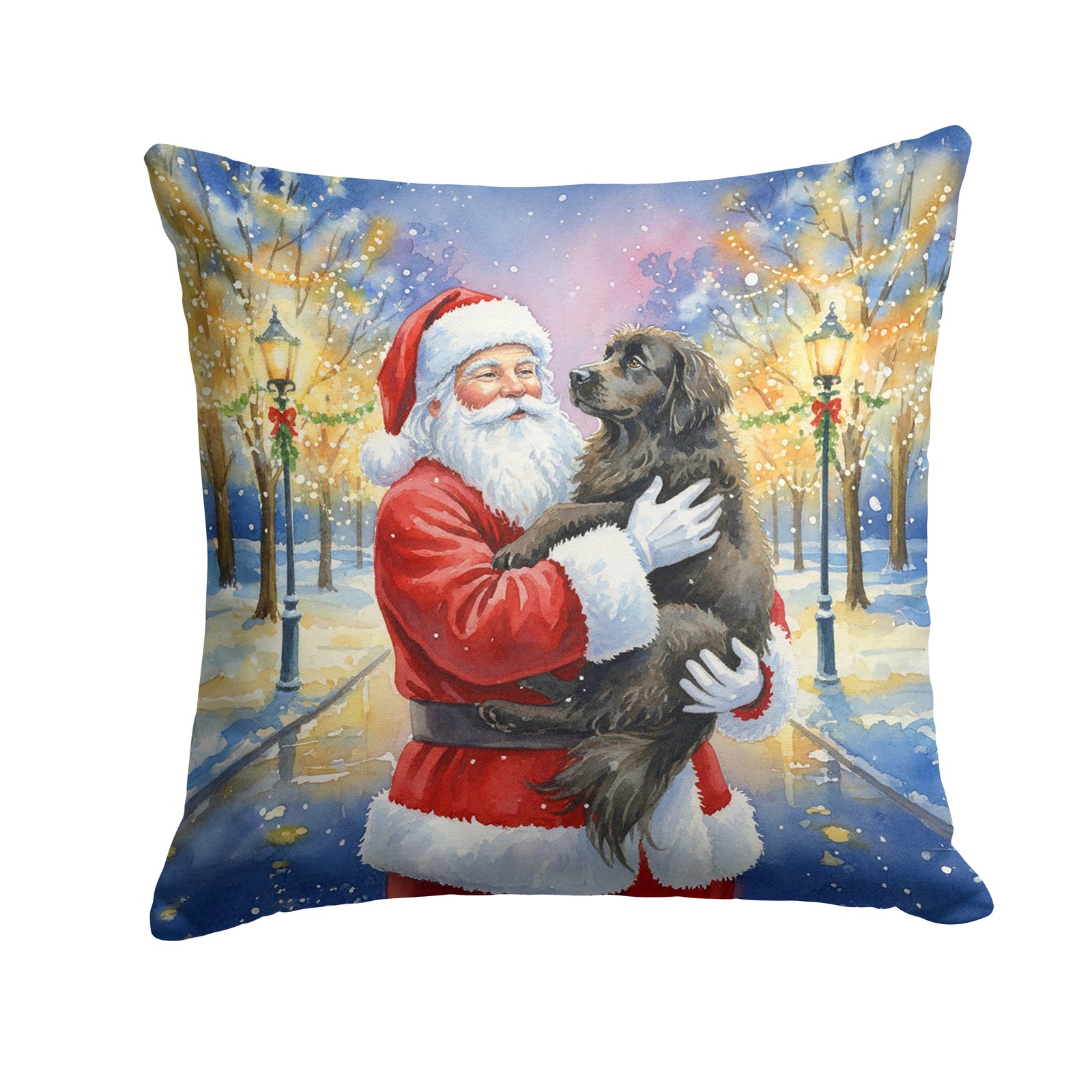 Caroline's Treasures Newfoundland with Santa Claus Throw Pillow