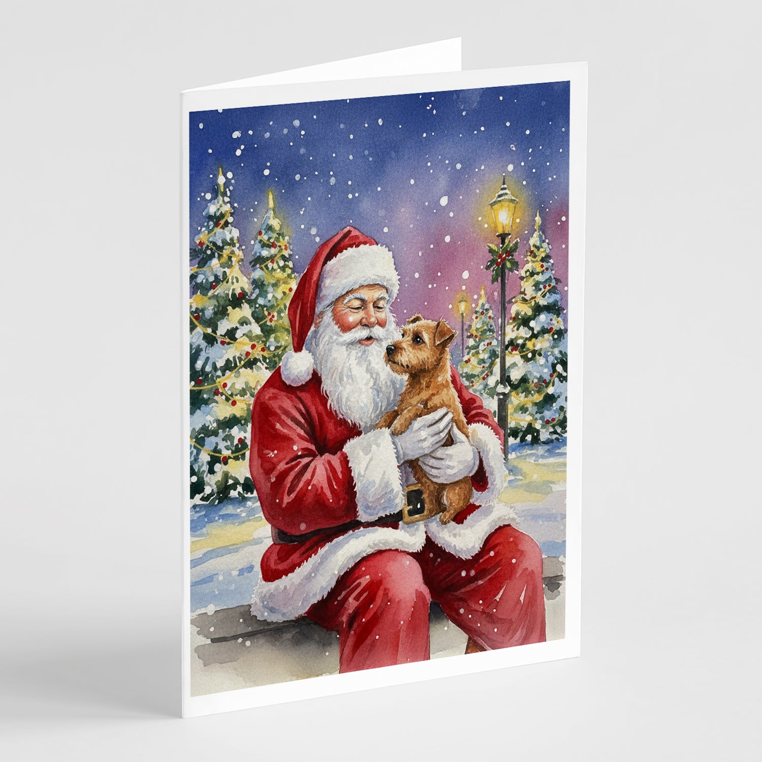 Caroline's Treasures Norfolk Terrier with Santa Claus Greeting Cards Pack of 8