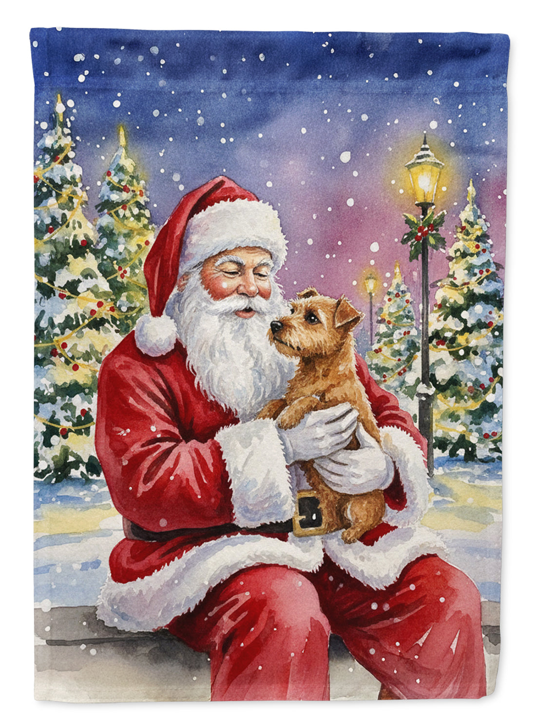 Caroline's Treasures Norfolk Terrier with Santa Claus Garden Flag