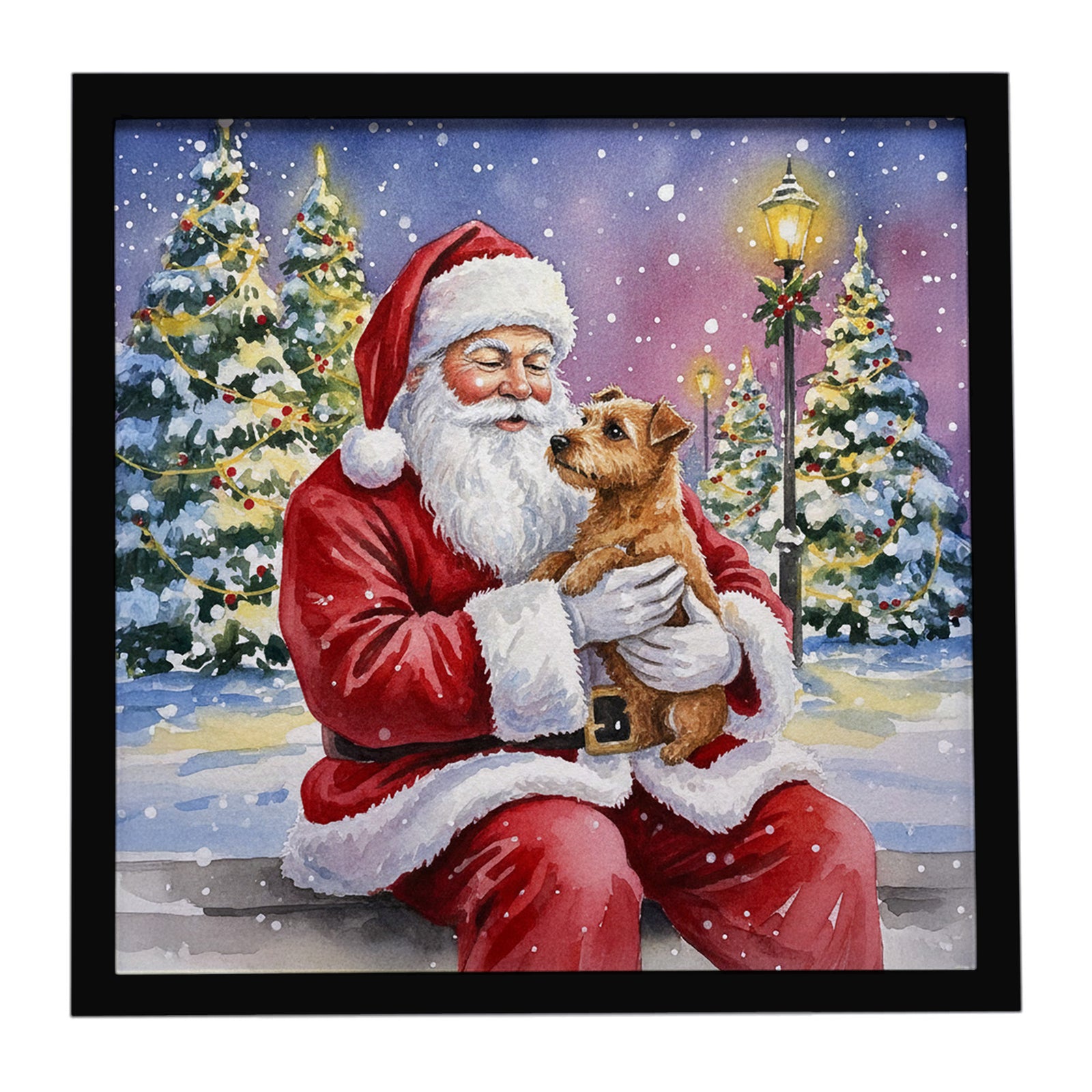 Caroline's Treasures Norfolk Terrier with Santa Claus Framed Metal Print