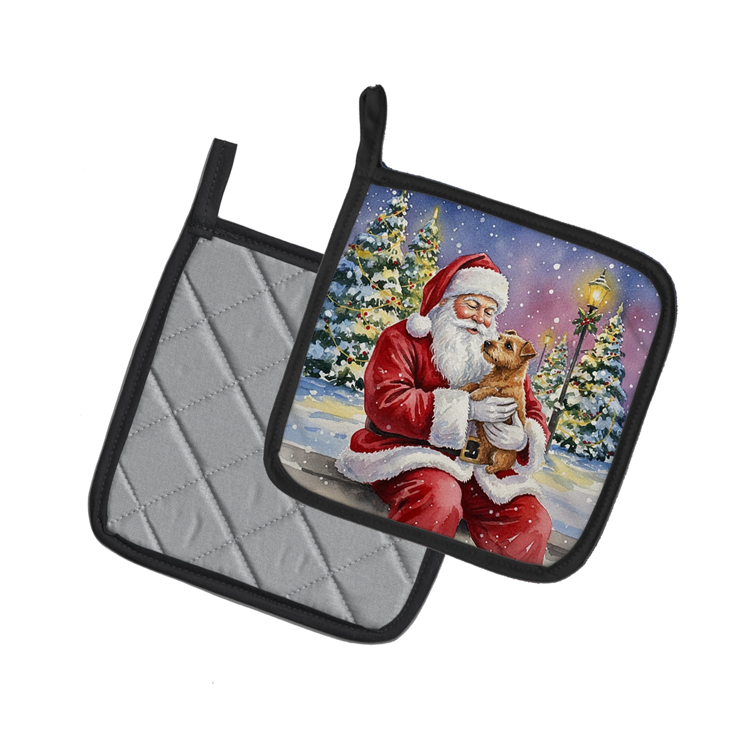 Caroline's Treasures Norfolk Terrier with Santa Claus Pair of Pot Holders