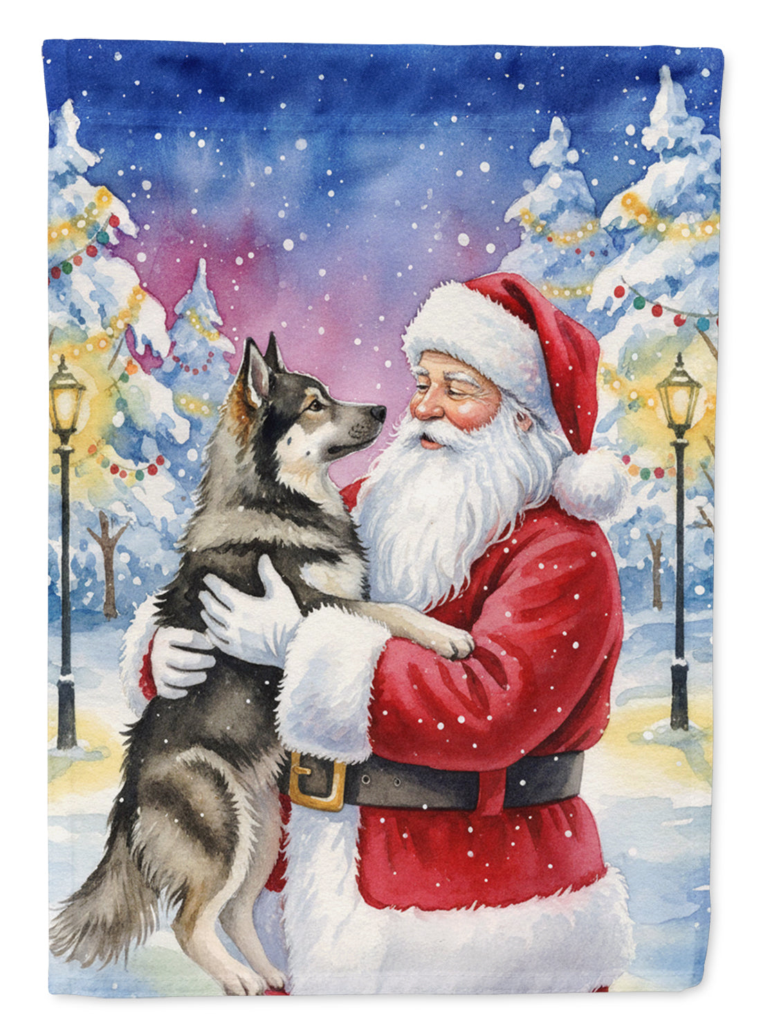 Caroline's Treasures Norwegian Elkhound with Santa Claus Garden Flag