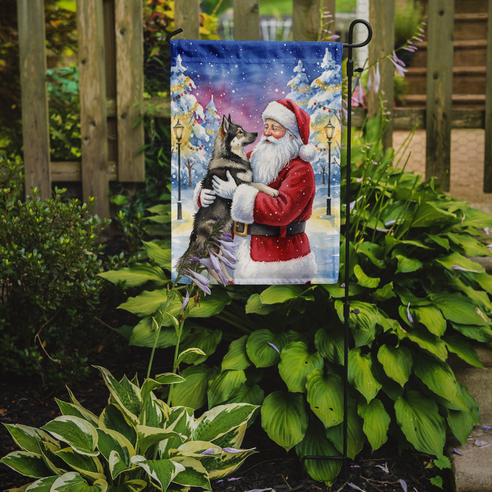 Caroline's Treasures Norwegian Elkhound with Santa Claus Garden Flag