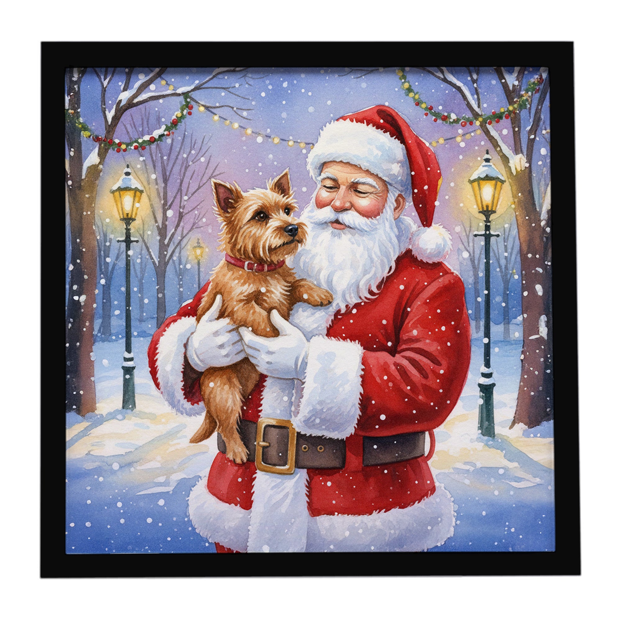Caroline's Treasures Norwich Terrier with Santa Claus Framed Metal Print