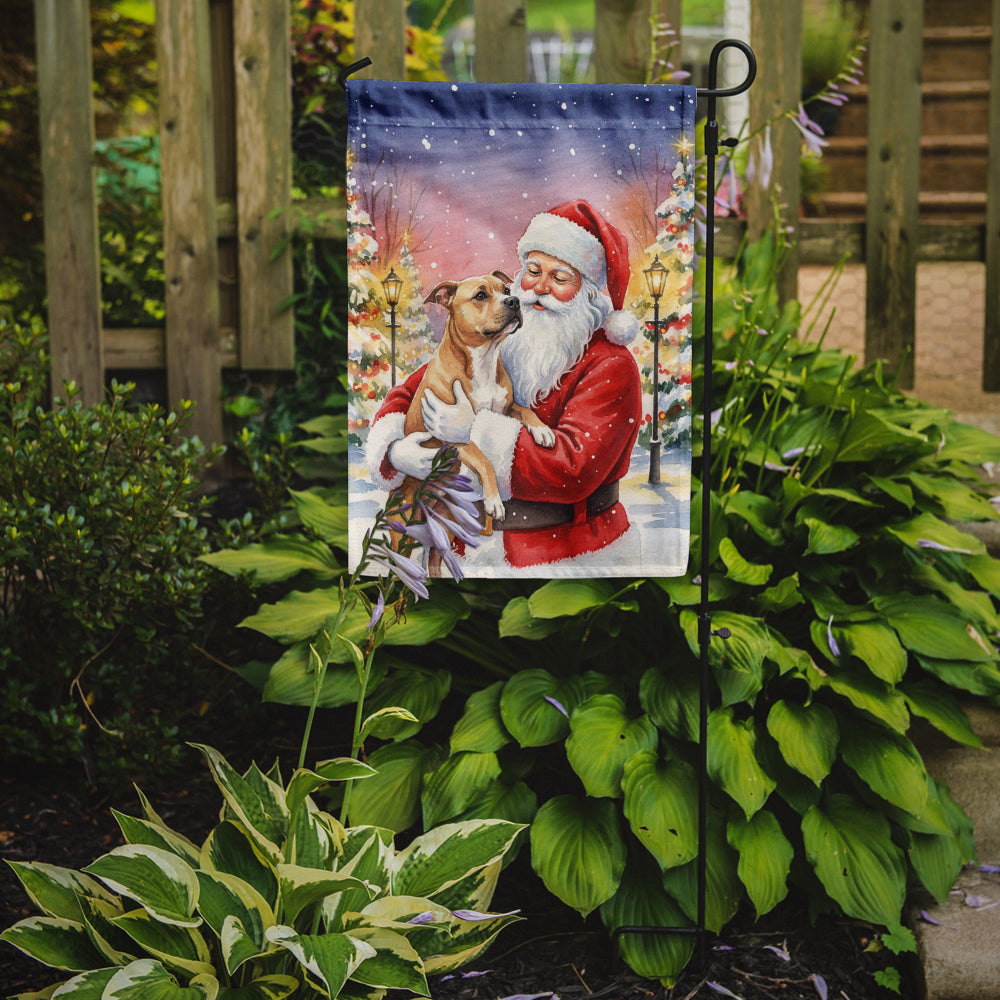 Caroline's Treasures Pit Bull Terrier with Santa Claus Garden Flag