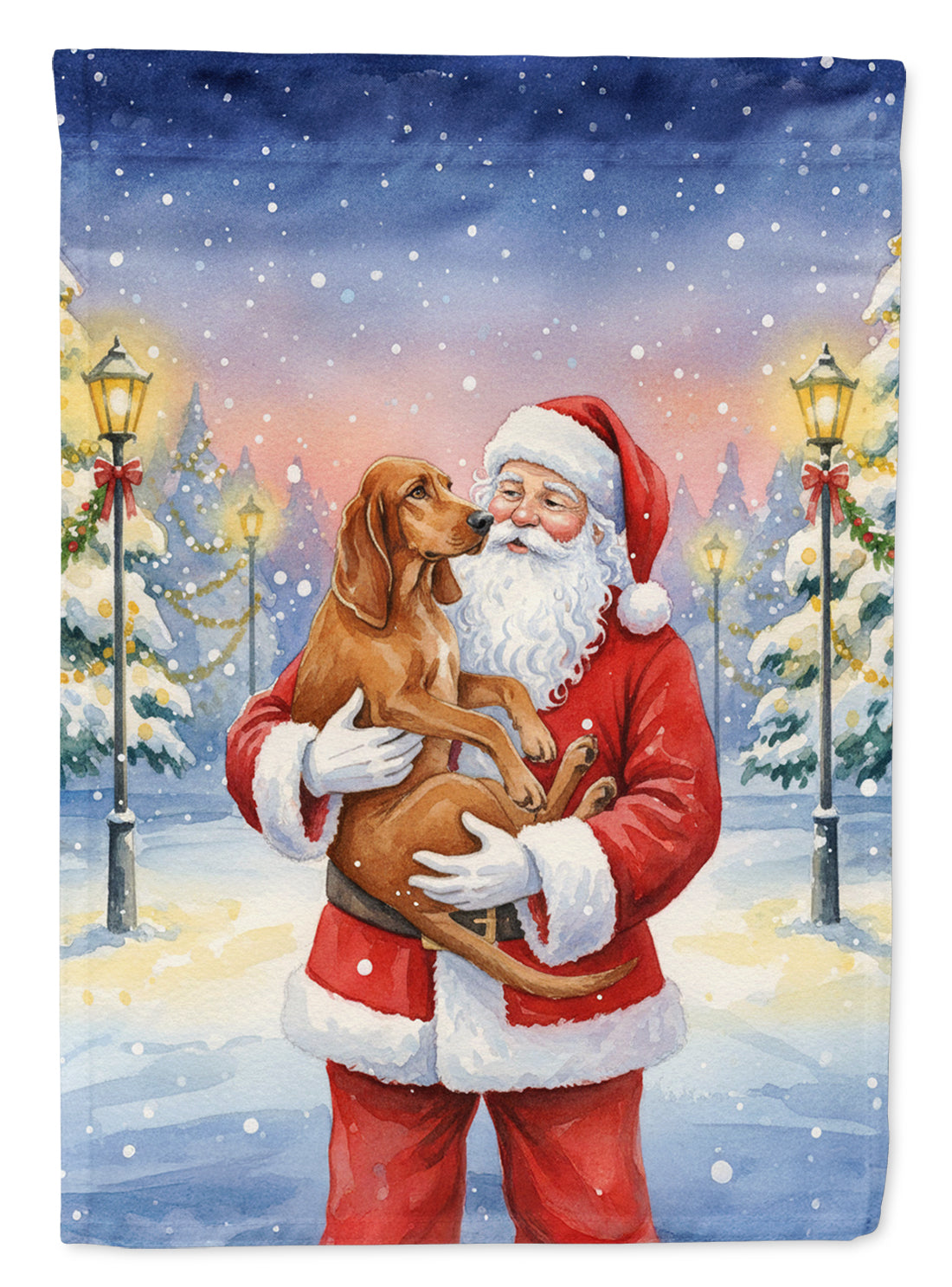 Caroline's Treasures Redbone Coonhound with Santa Claus Garden Flag