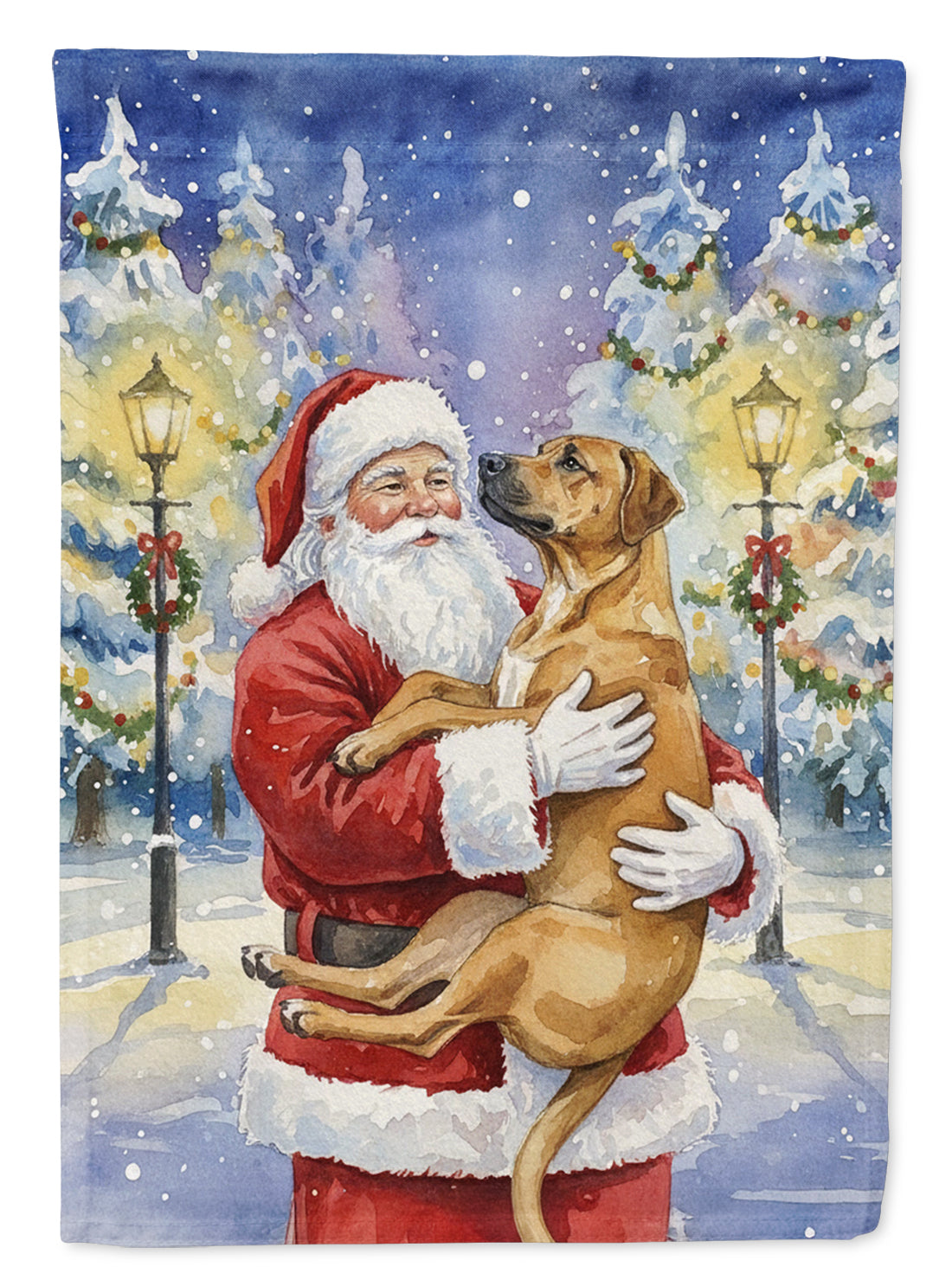 Caroline's Treasures Rhodesian Ridgeback with Santa Claus House Flag