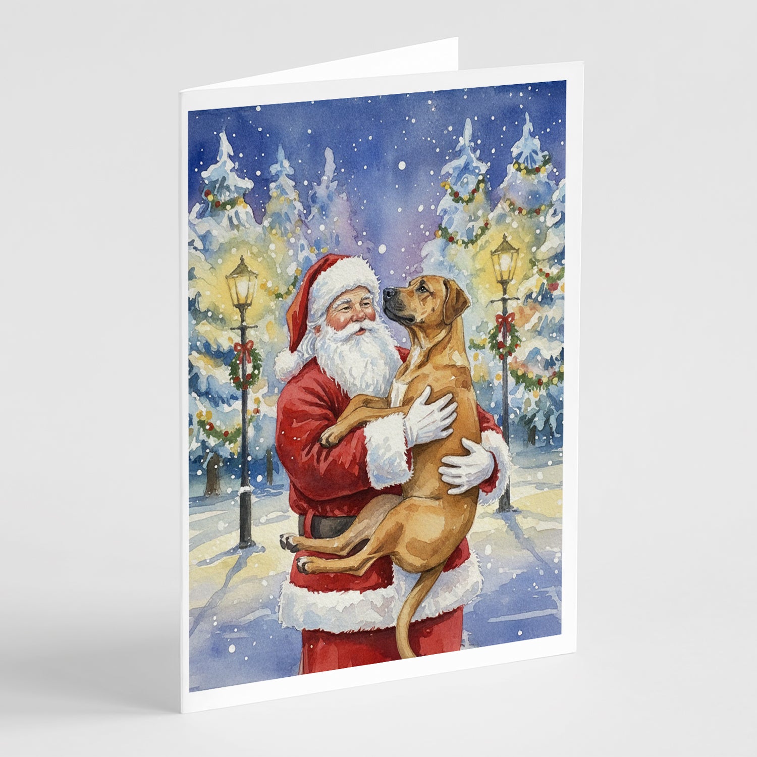 Caroline's Treasures Rhodesian Ridgeback with Santa Claus Greeting Cards Pack of 8