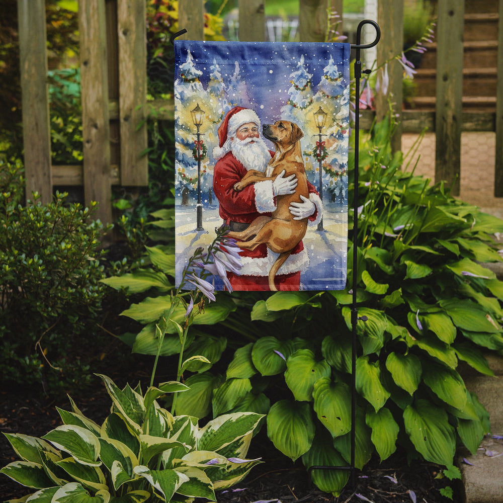 Caroline's Treasures Rhodesian Ridgeback with Santa Claus Garden Flag