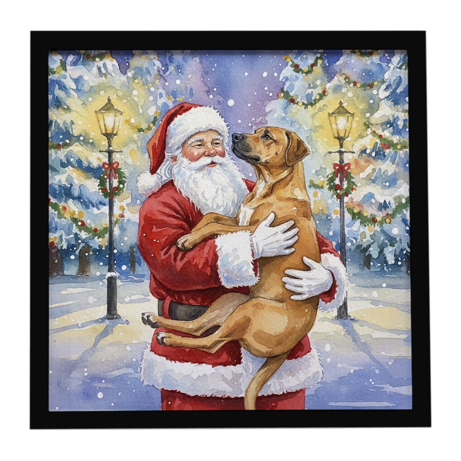 Caroline's Treasures Rhodesian Ridgeback with Santa Claus Framed Metal Print