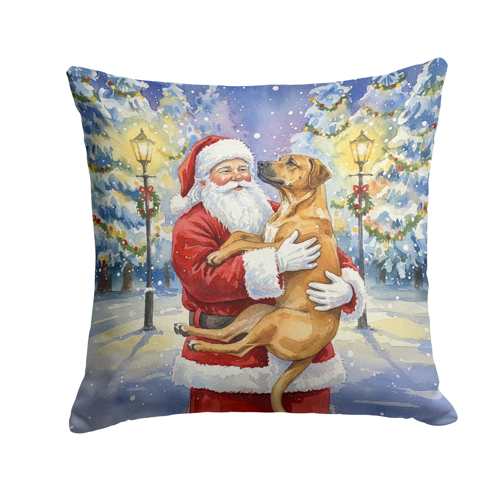 Caroline's Treasures Rhodesian Ridgeback with Santa Claus Throw Pillow