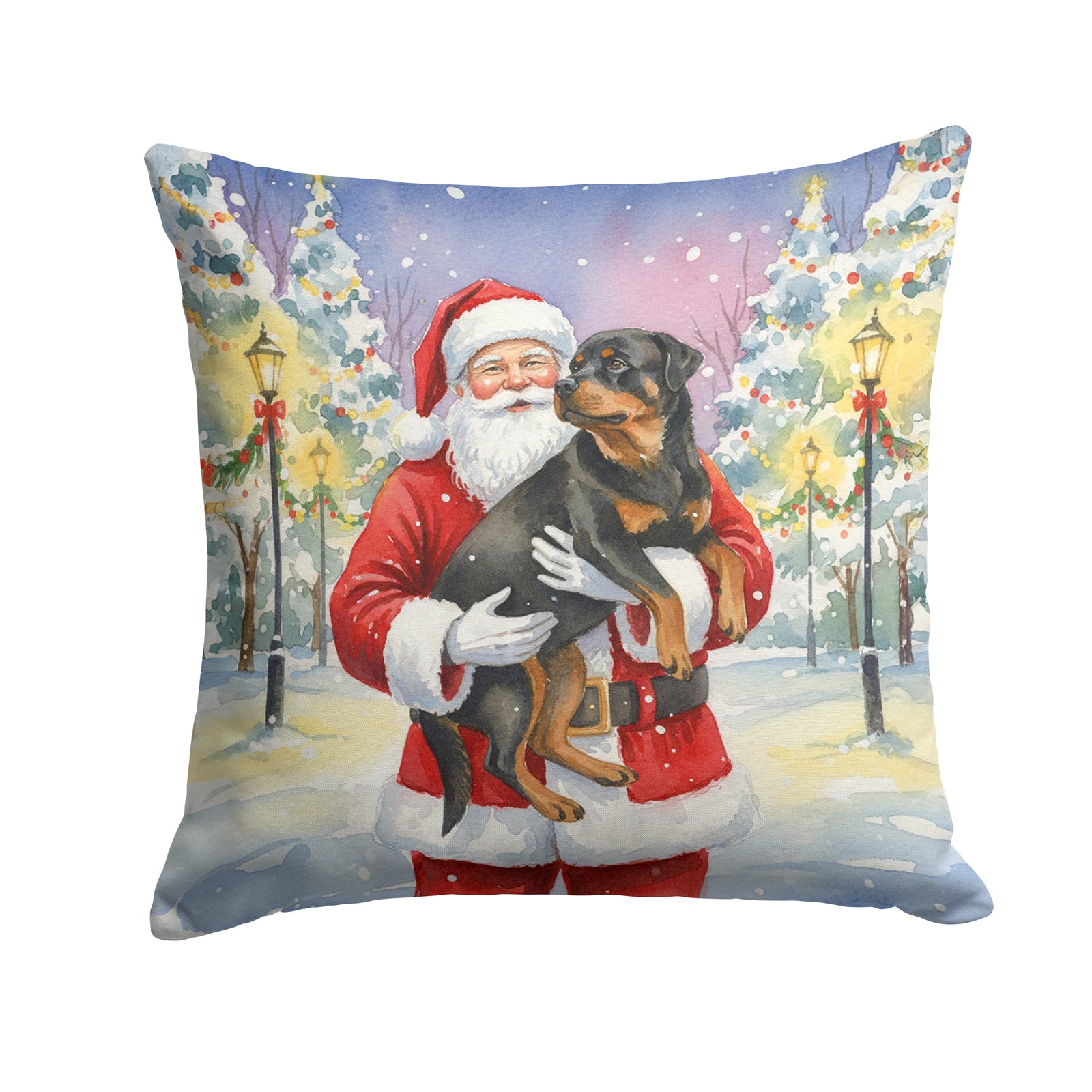 Caroline's Treasures Rottweiler with Santa Claus Throw Pillow