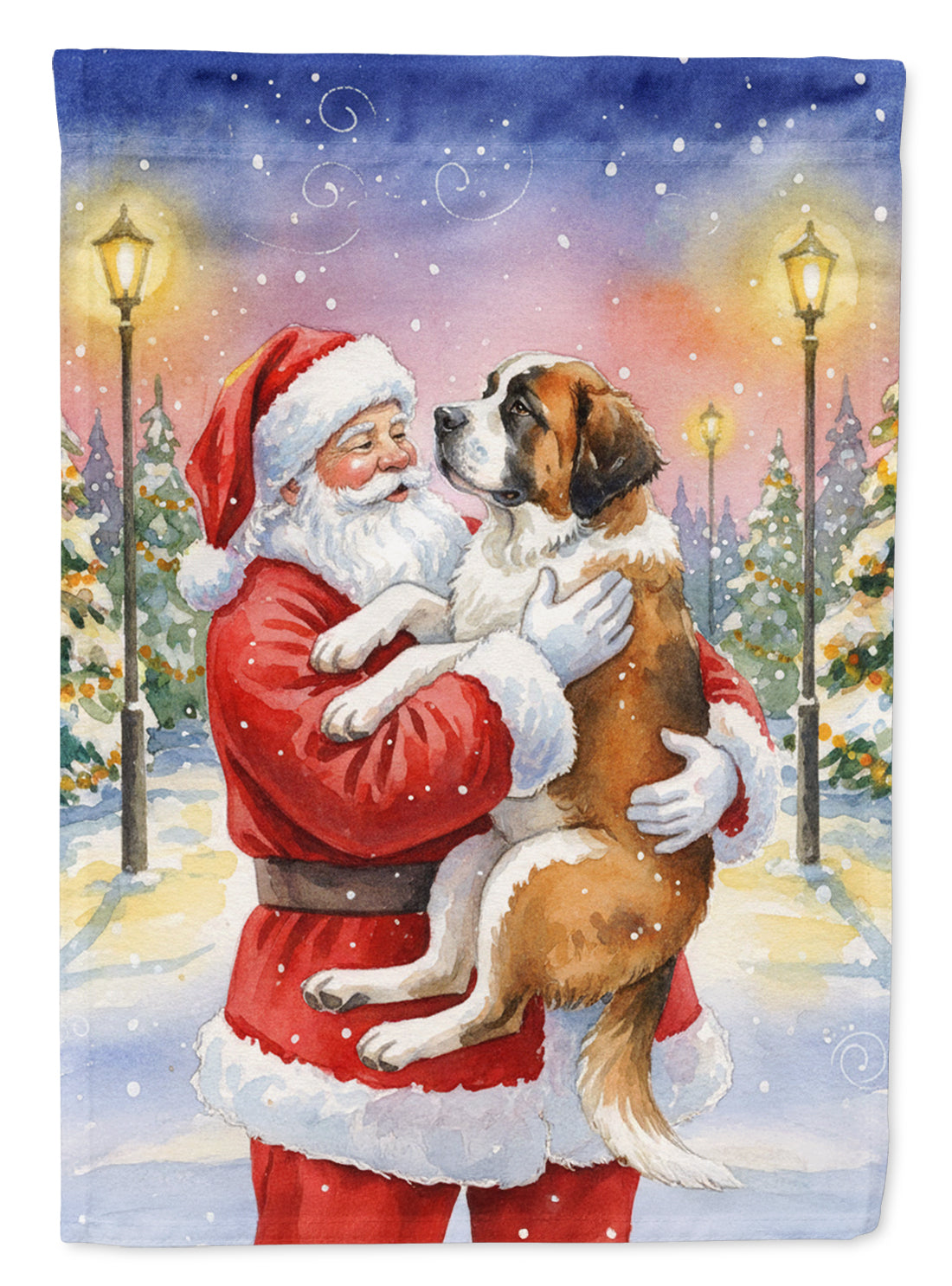 Caroline's Treasures Saint Bernard with Santa Claus House Flag