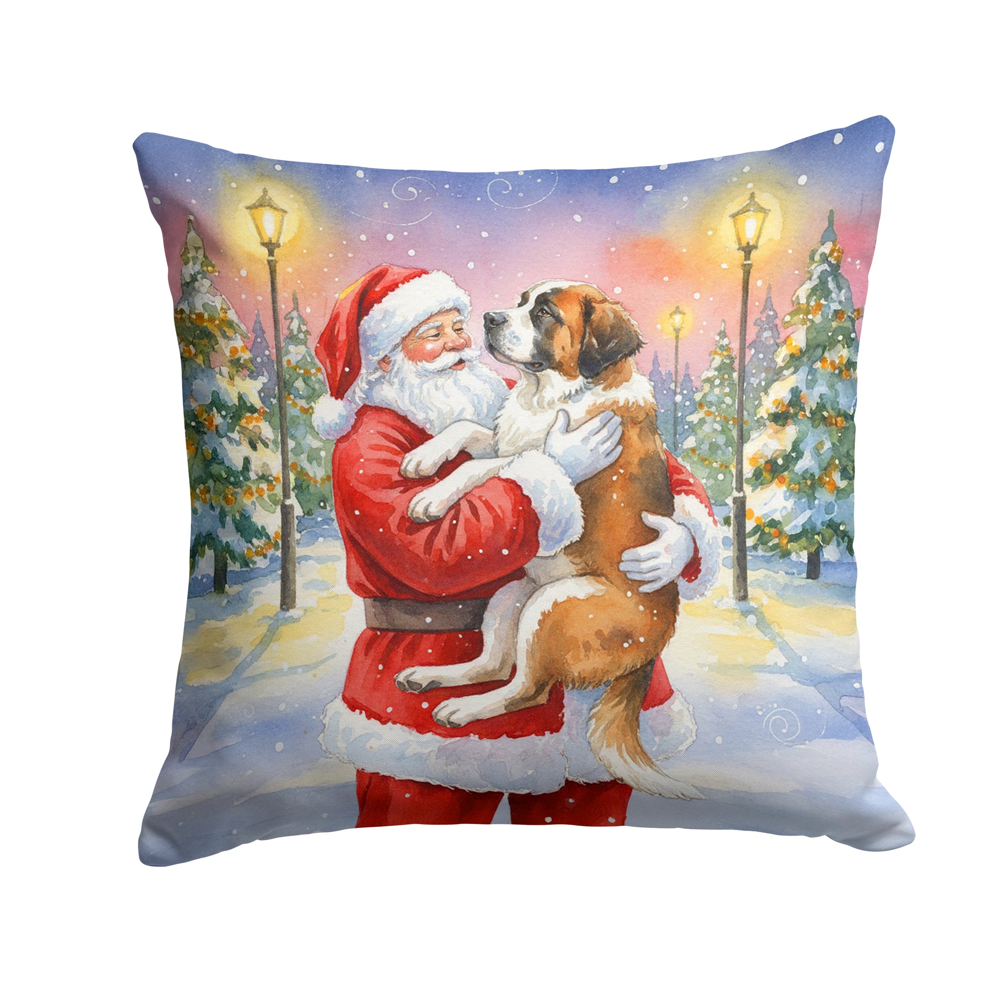 Caroline's Treasures Saint Bernard with Santa Claus Throw Pillow