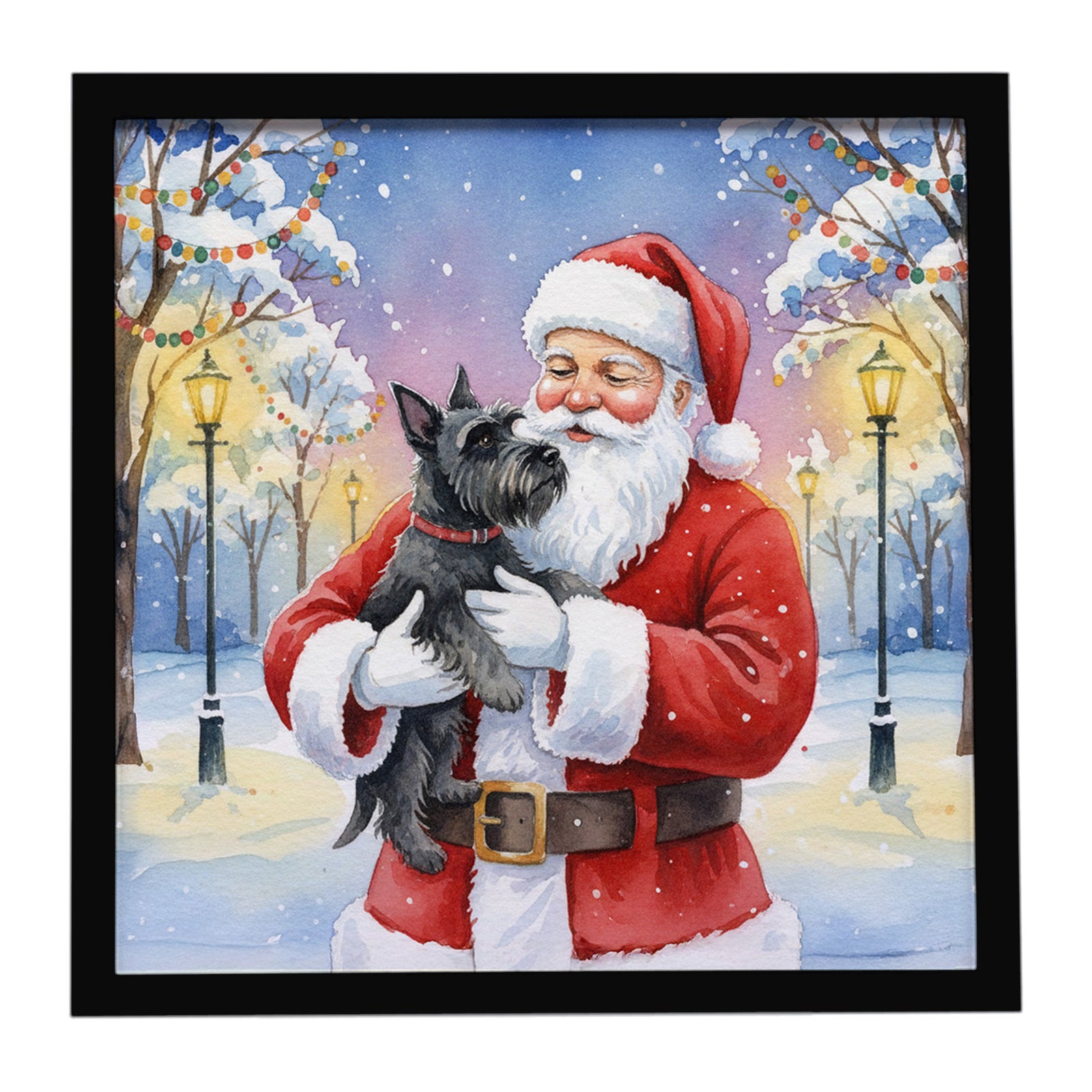 Caroline's Treasures Scottish Terrier with Santa Claus Framed Metal Print