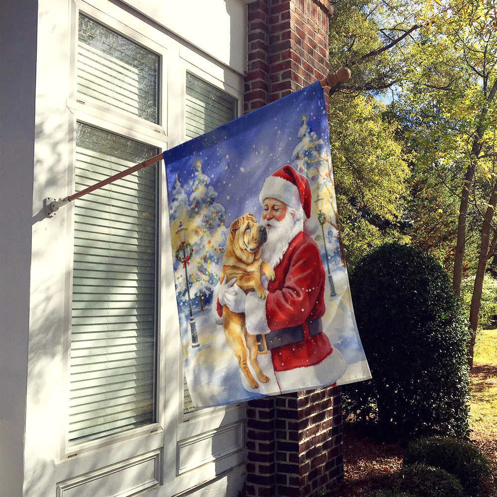Caroline's Treasures Shar Pei with Santa Claus House Flag